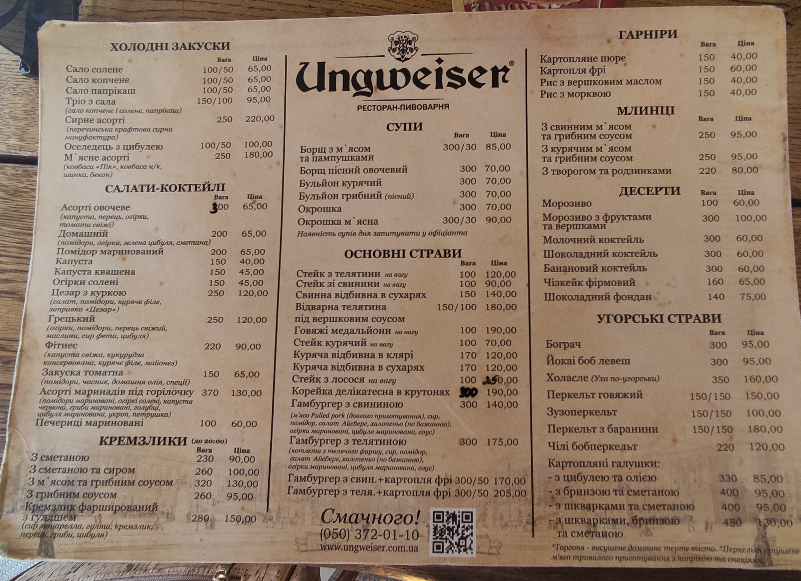 Ungweiser menu 4