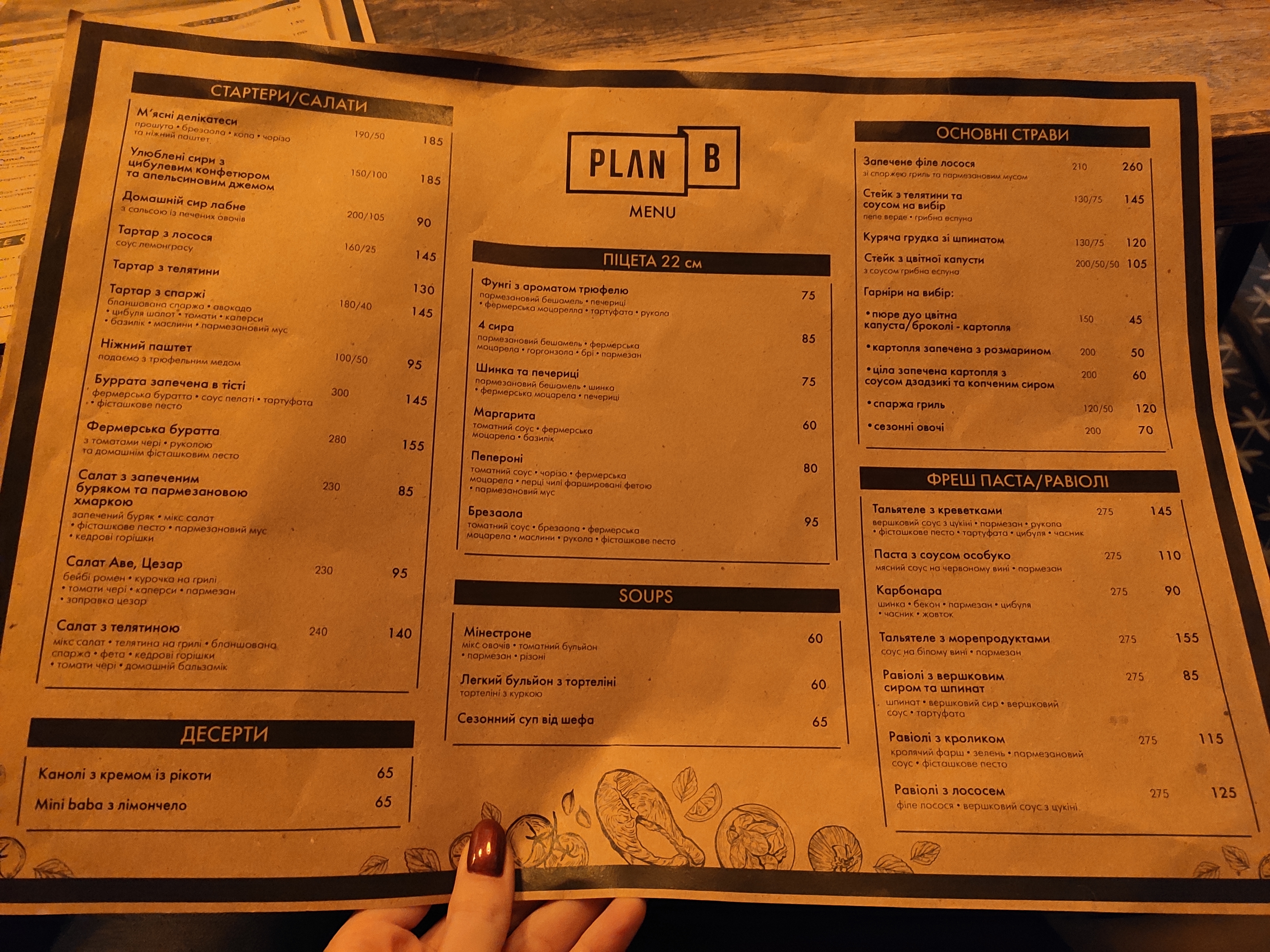 PLAN B. Гастробар. Італійська та азійська кухня. Після перемоги - танці щовихідних. menu 1
