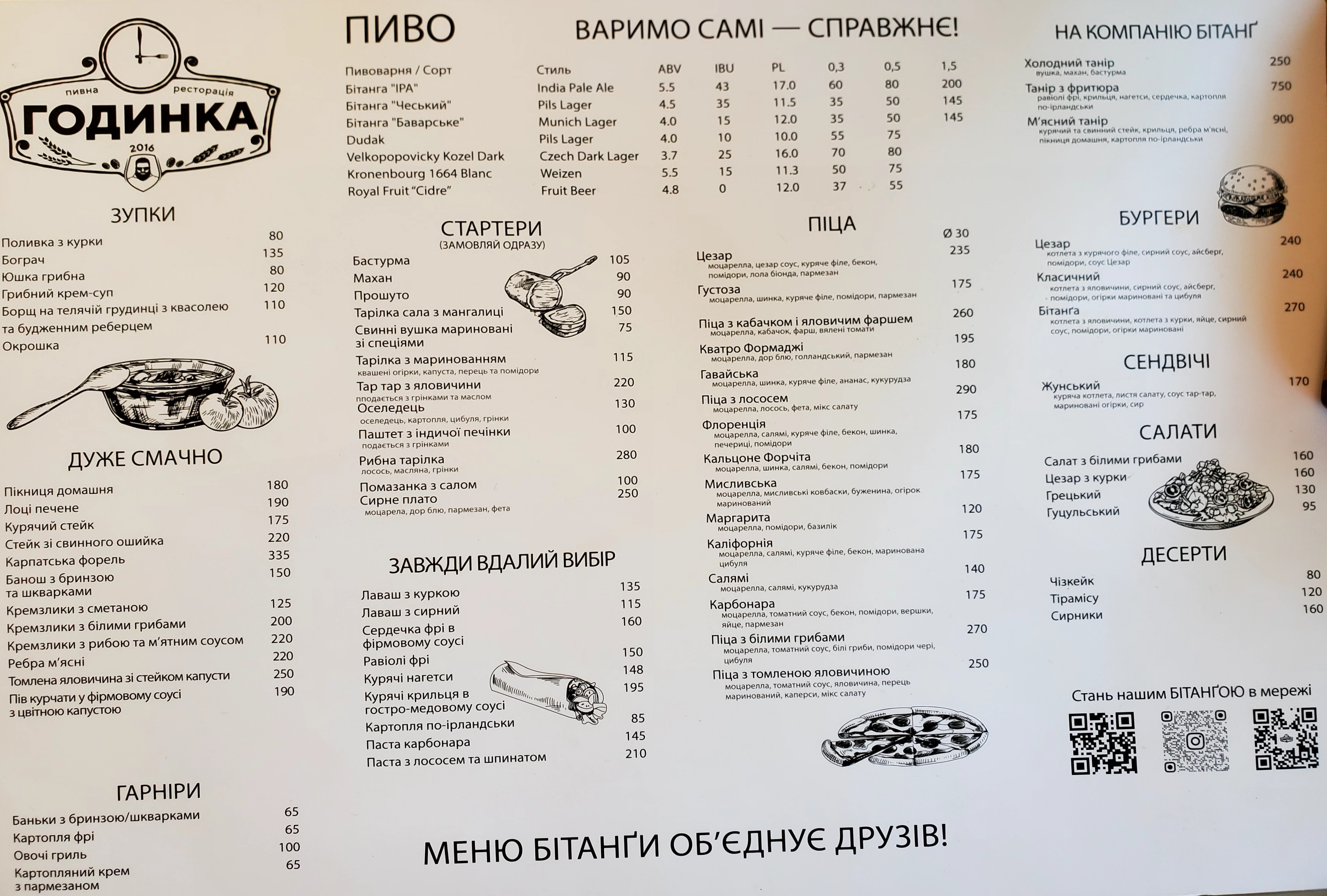 Hodynka menu 1
