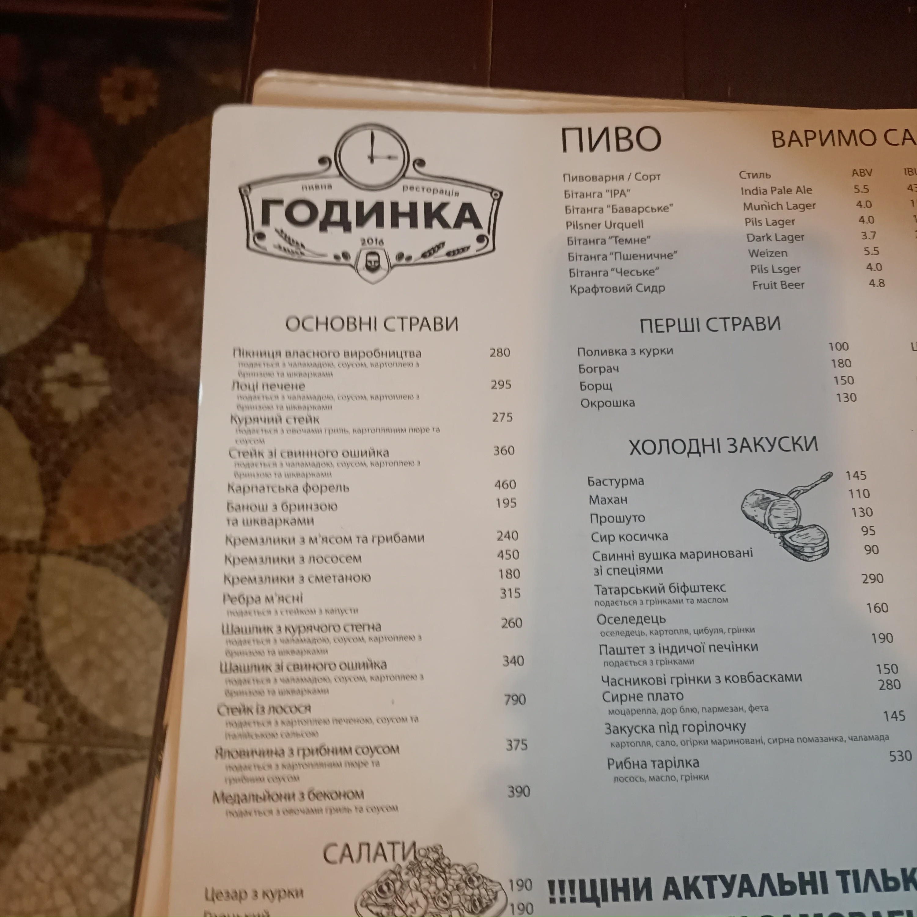 Hodynka menu 12