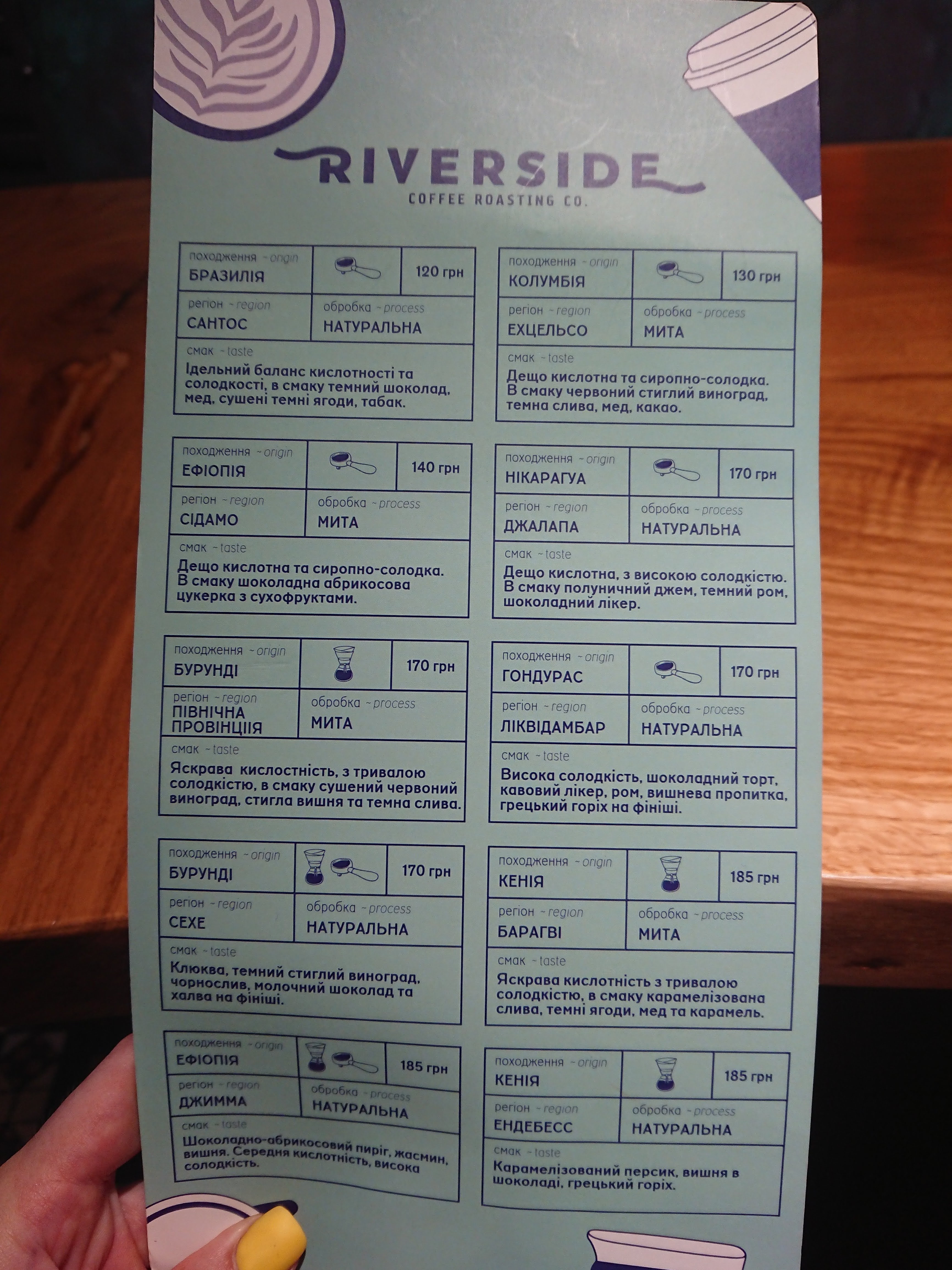 Riverside. Coffee roastery and brew bar menu 9