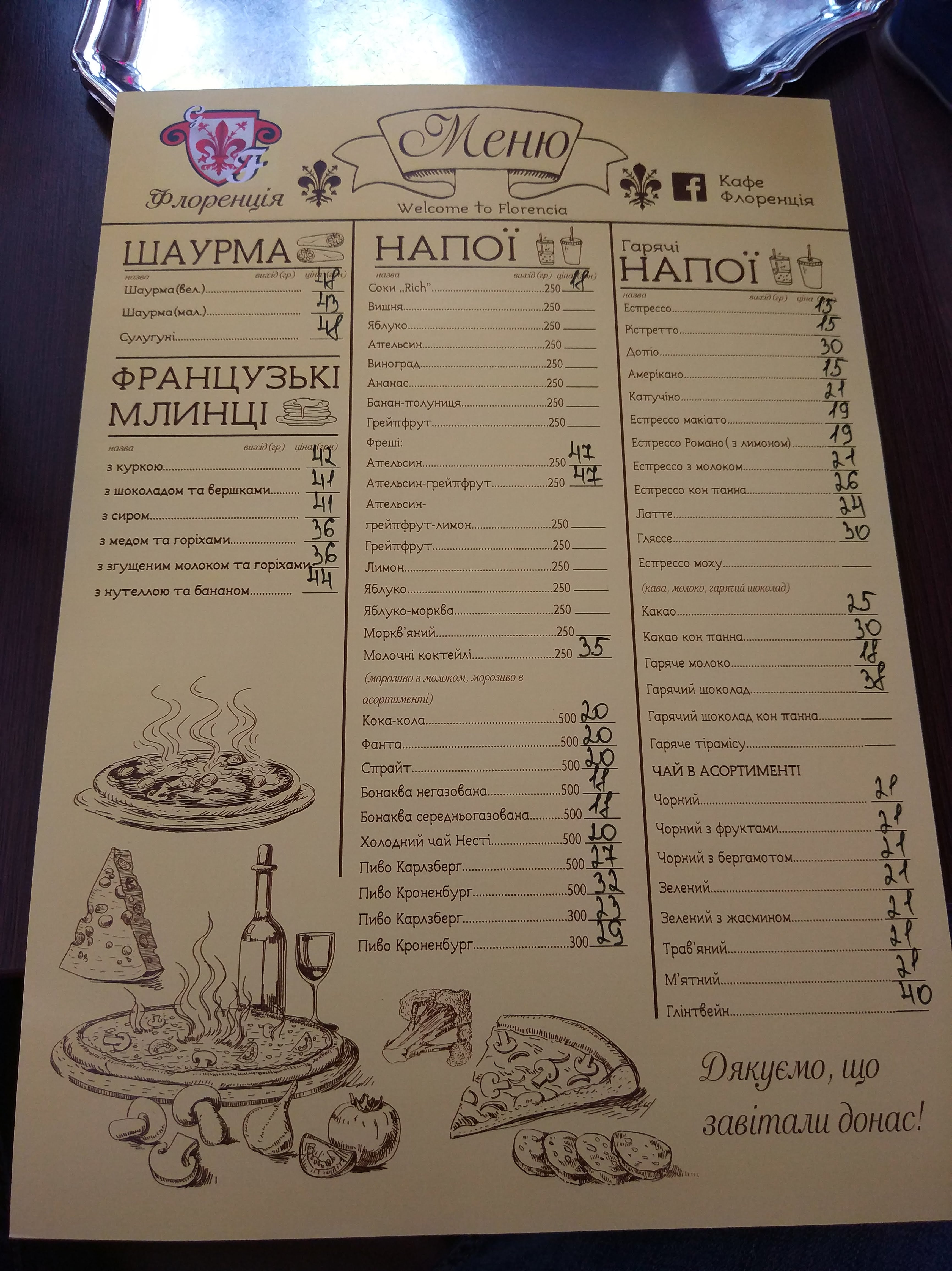 Florentsiya menu 3