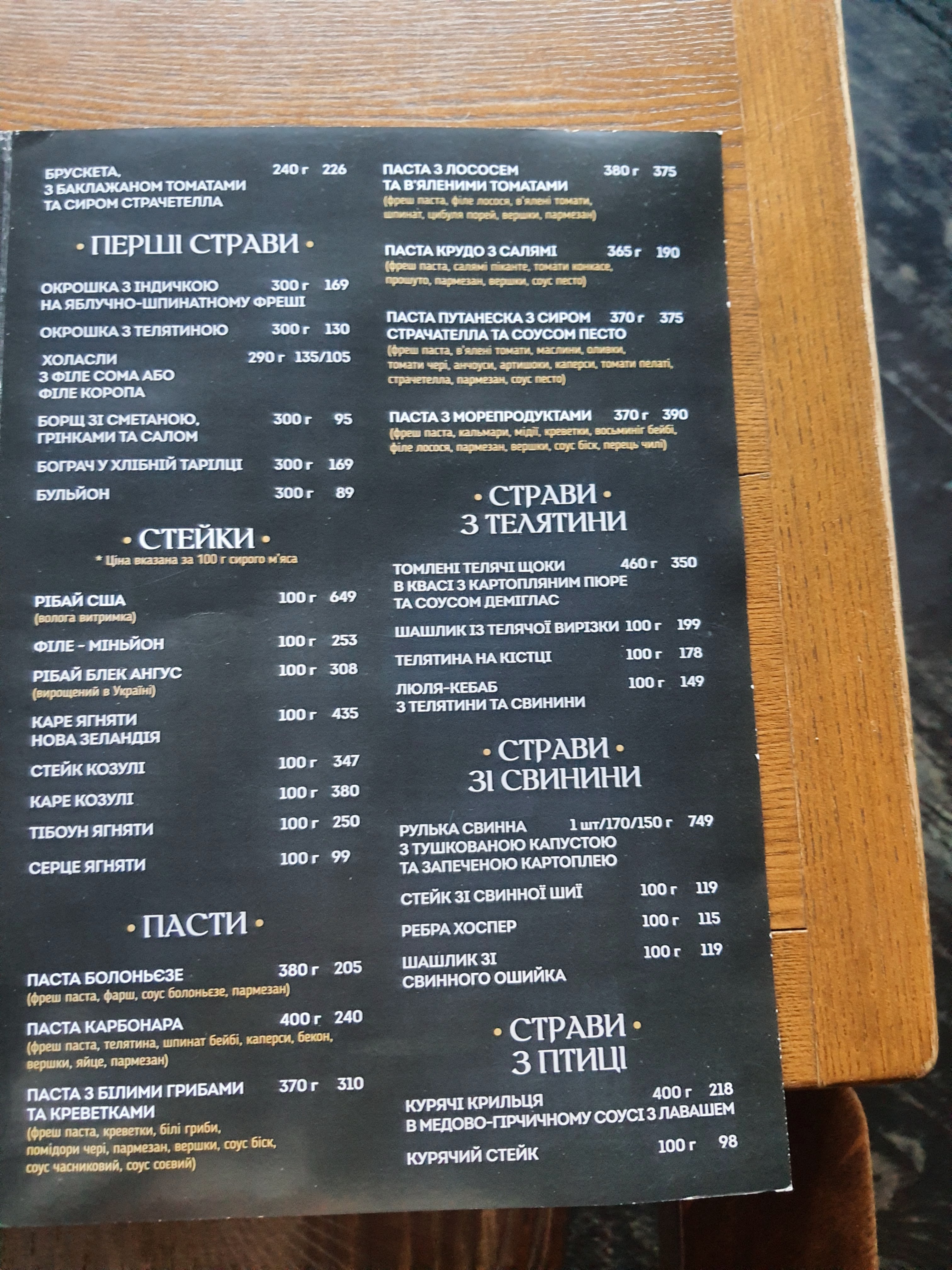 Lab Pub menu 1