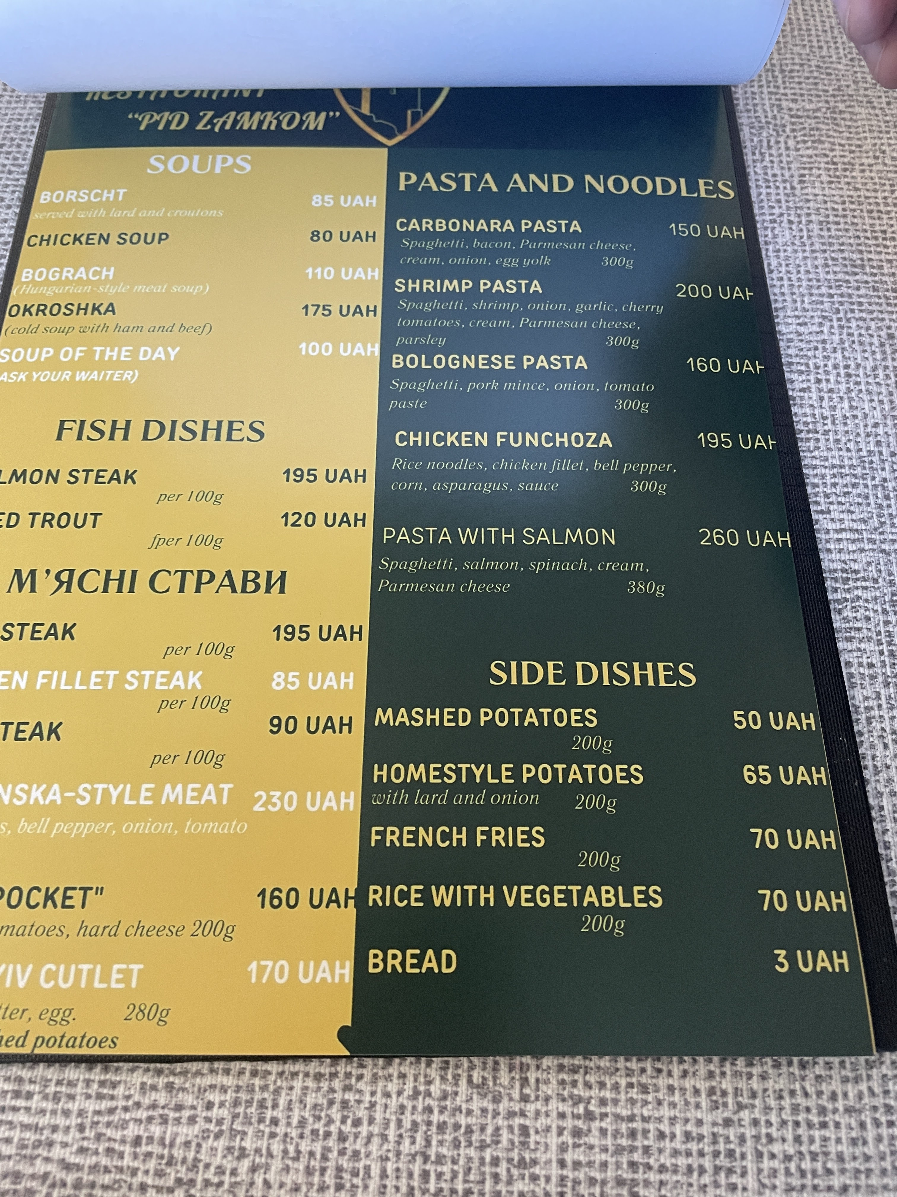 Pid Zamkom menu 1