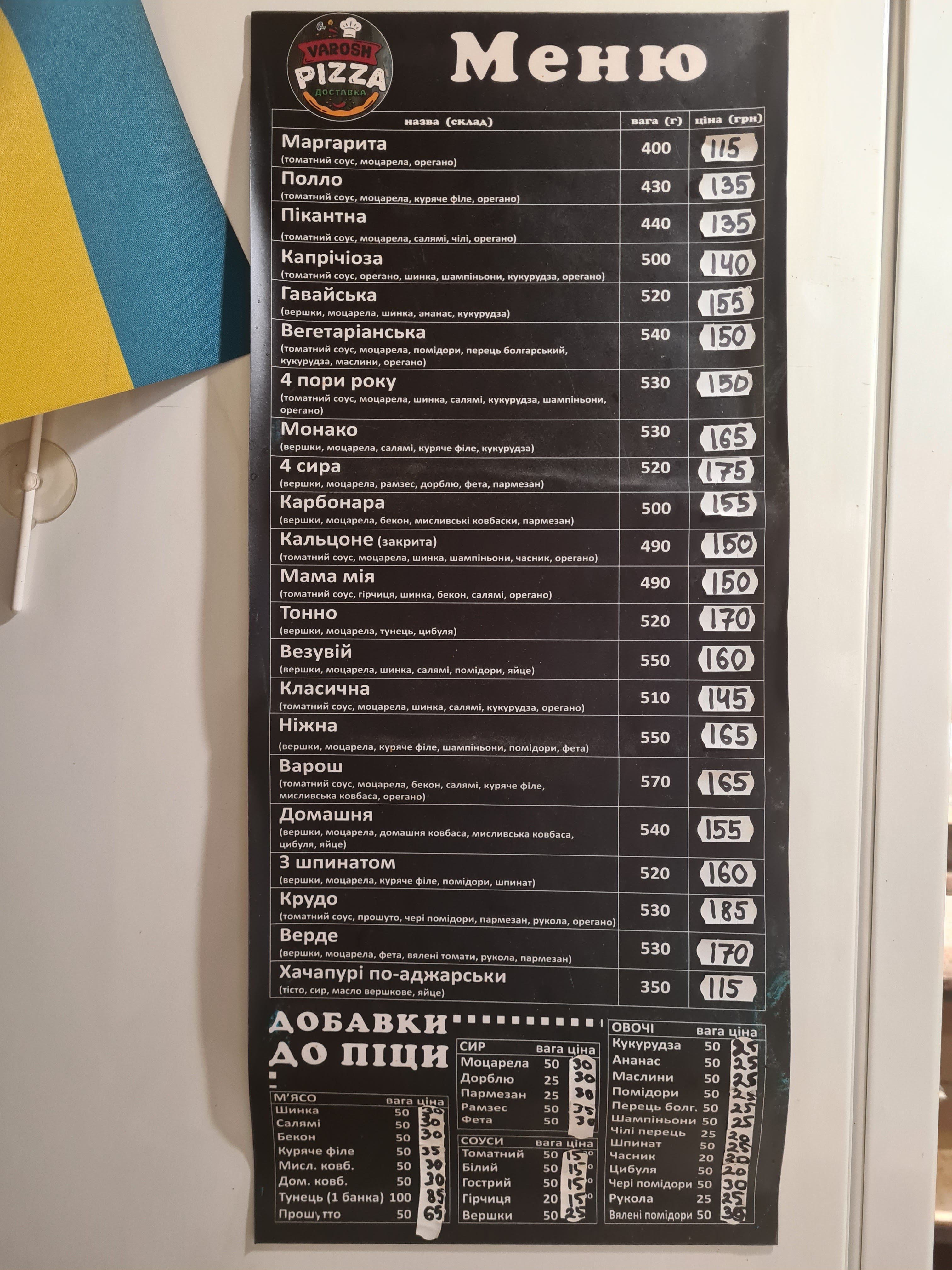 VAROSH PIZZA / Mukachevo menu 1