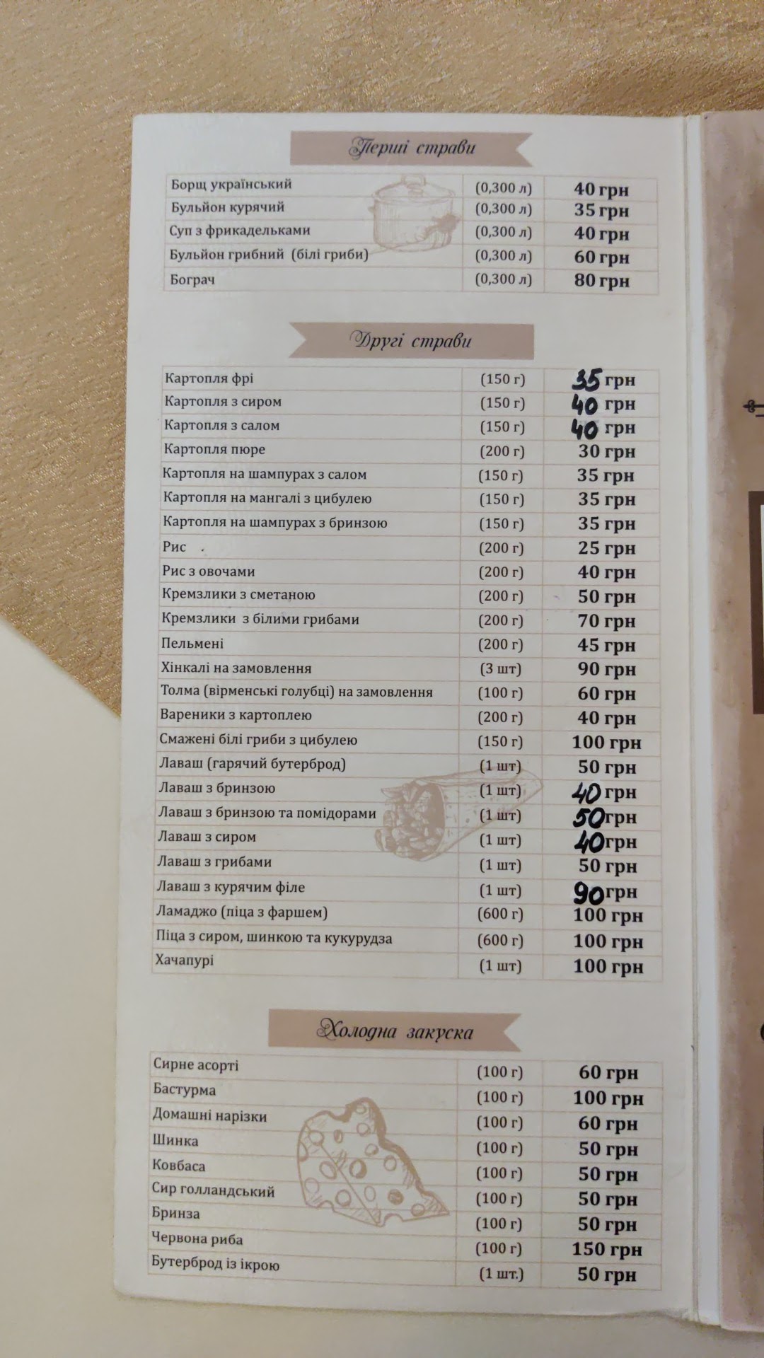 Harvester Caucasian cuisine menu 3