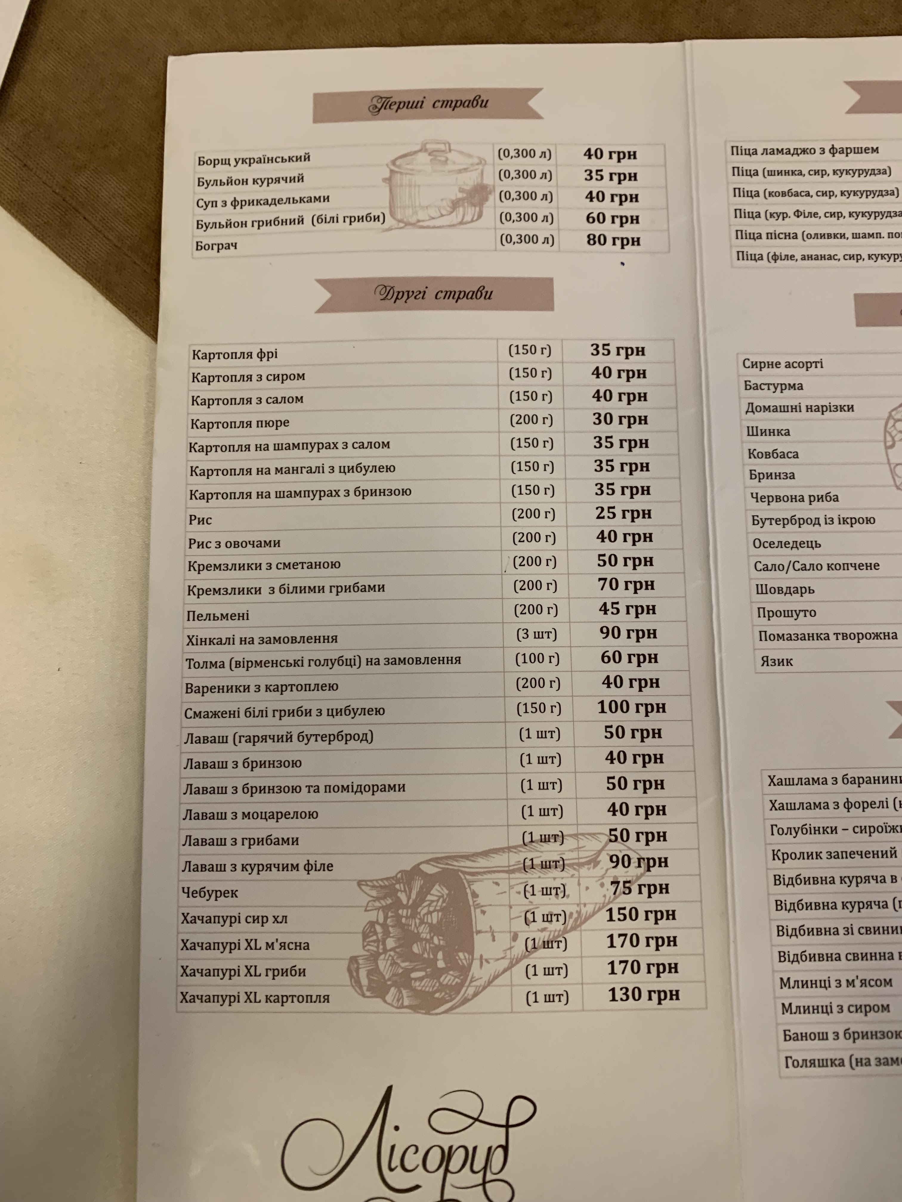Harvester Caucasian cuisine menu 6
