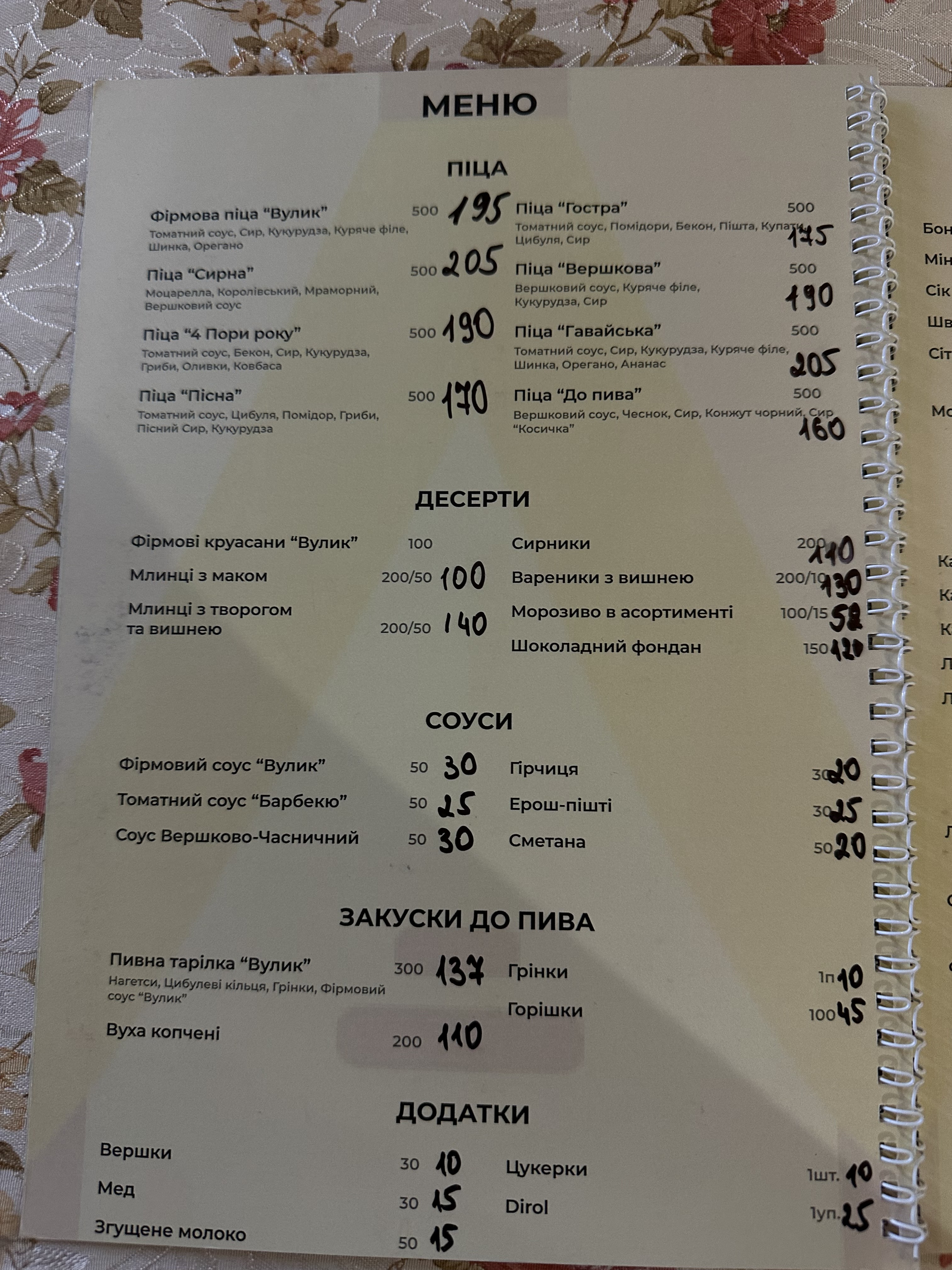 Restoran Vulyk menu 3