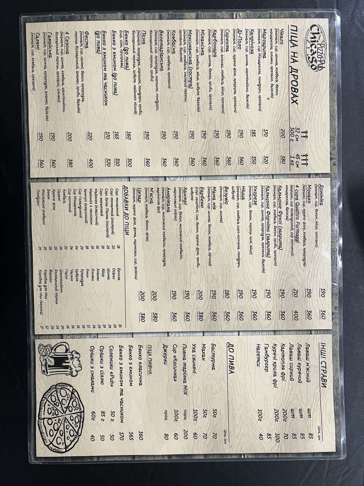 Кафе Pizza-Pub Chicago menu 2
