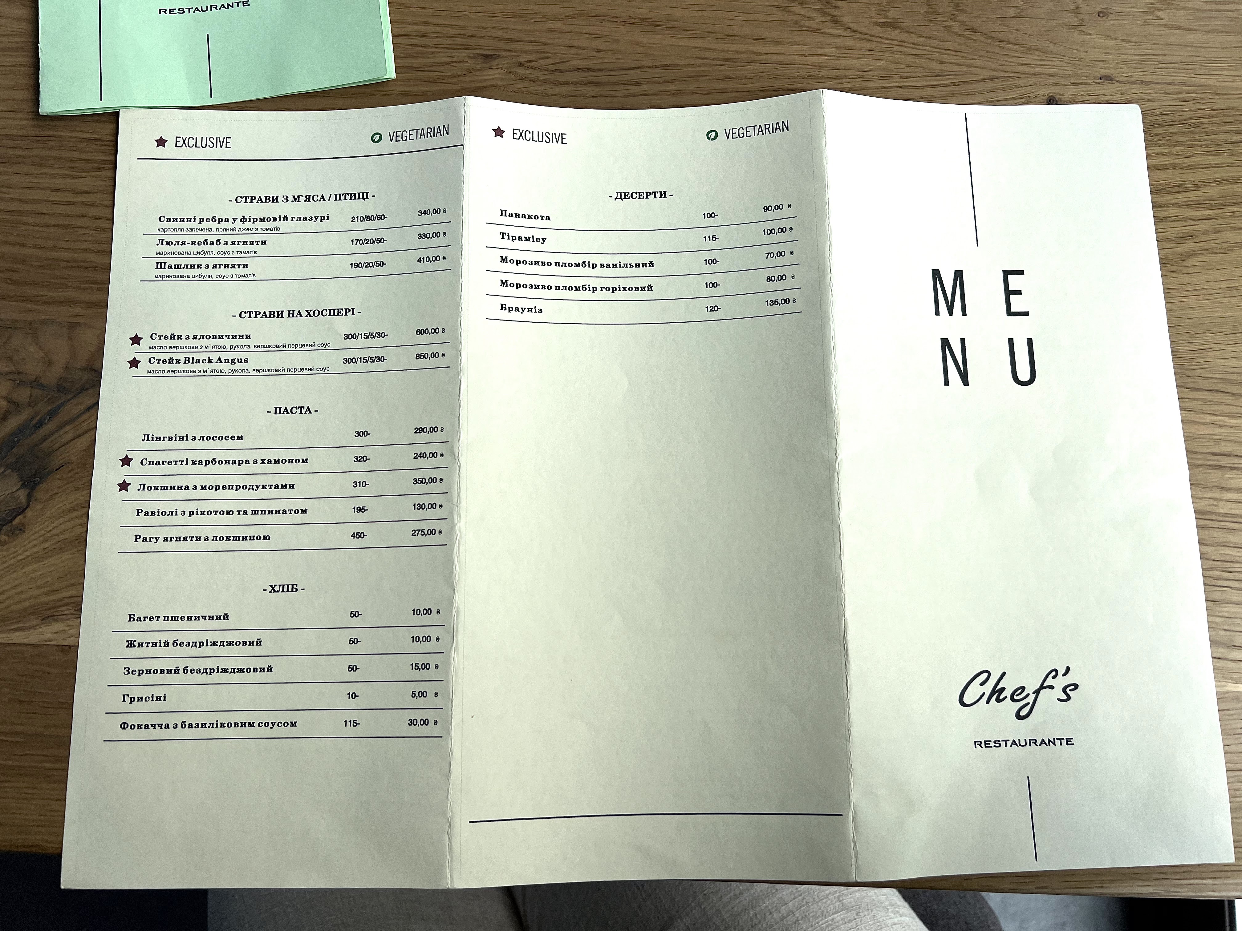 Chefs Restaurante menu 8