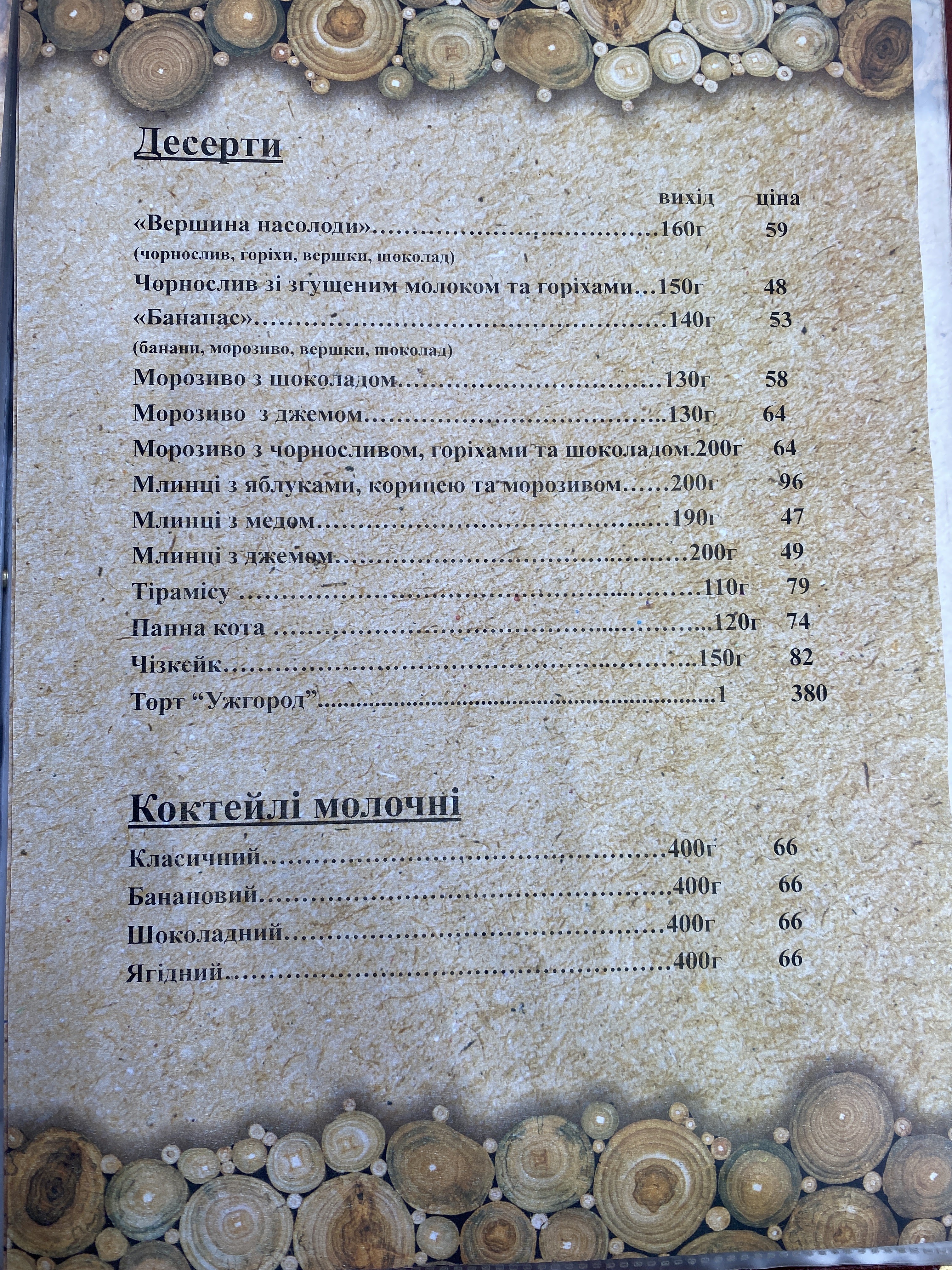 Koliba над Потоком menu 1