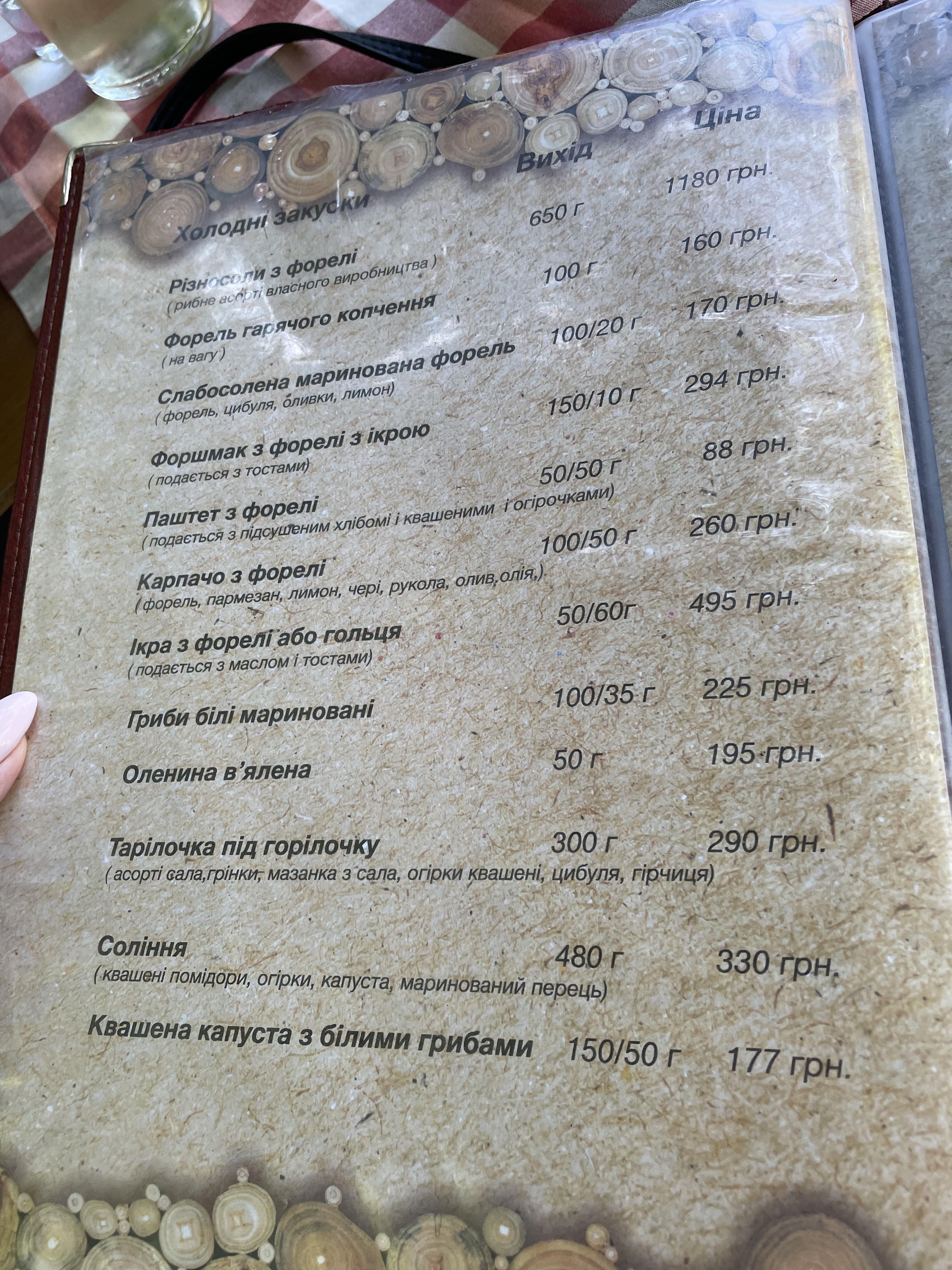 Koliba над Потоком menu 2