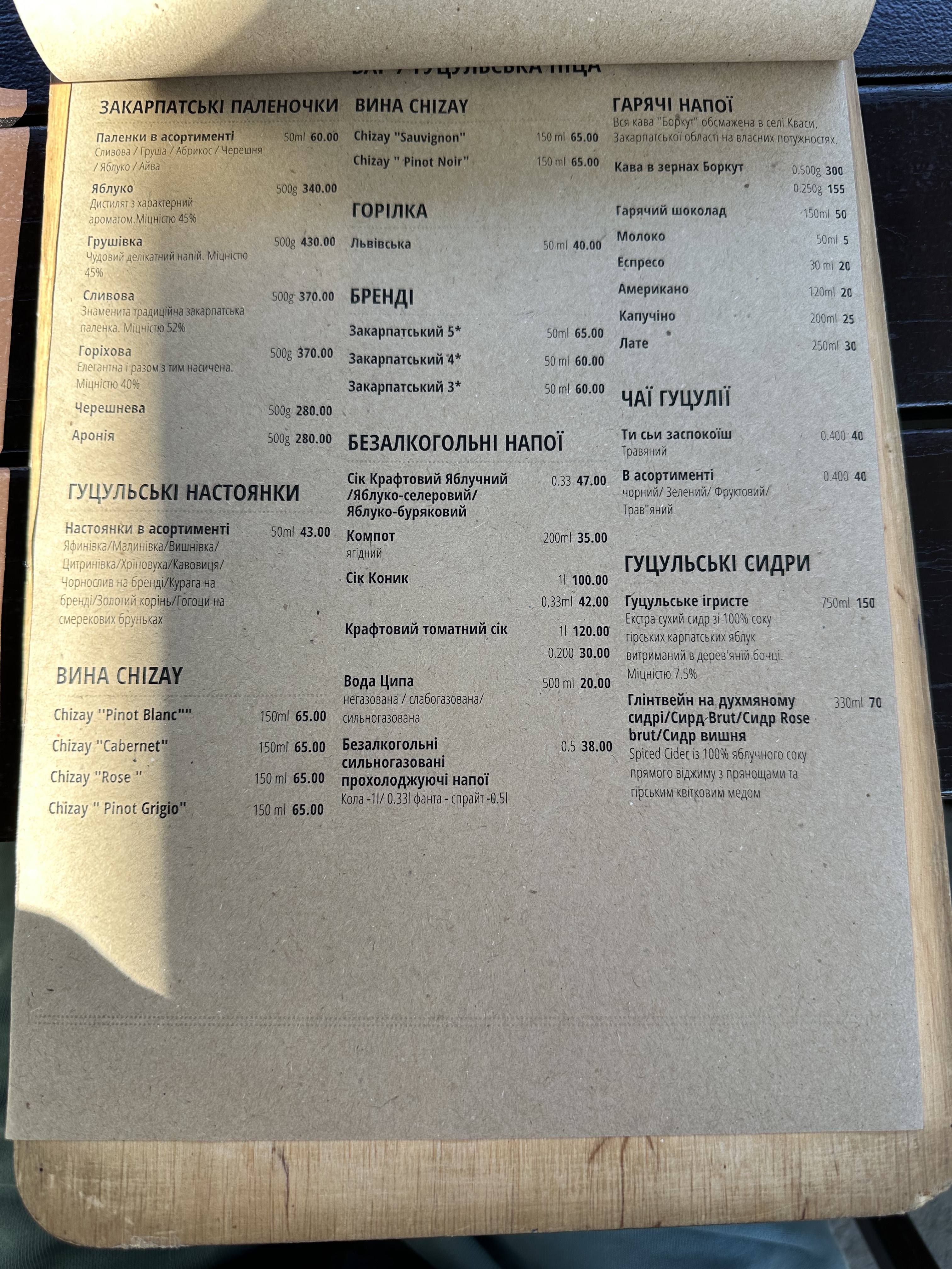 Hutsulʹsʹka Pitstsa Pid Gazdivsʹke Pyvo menu 11