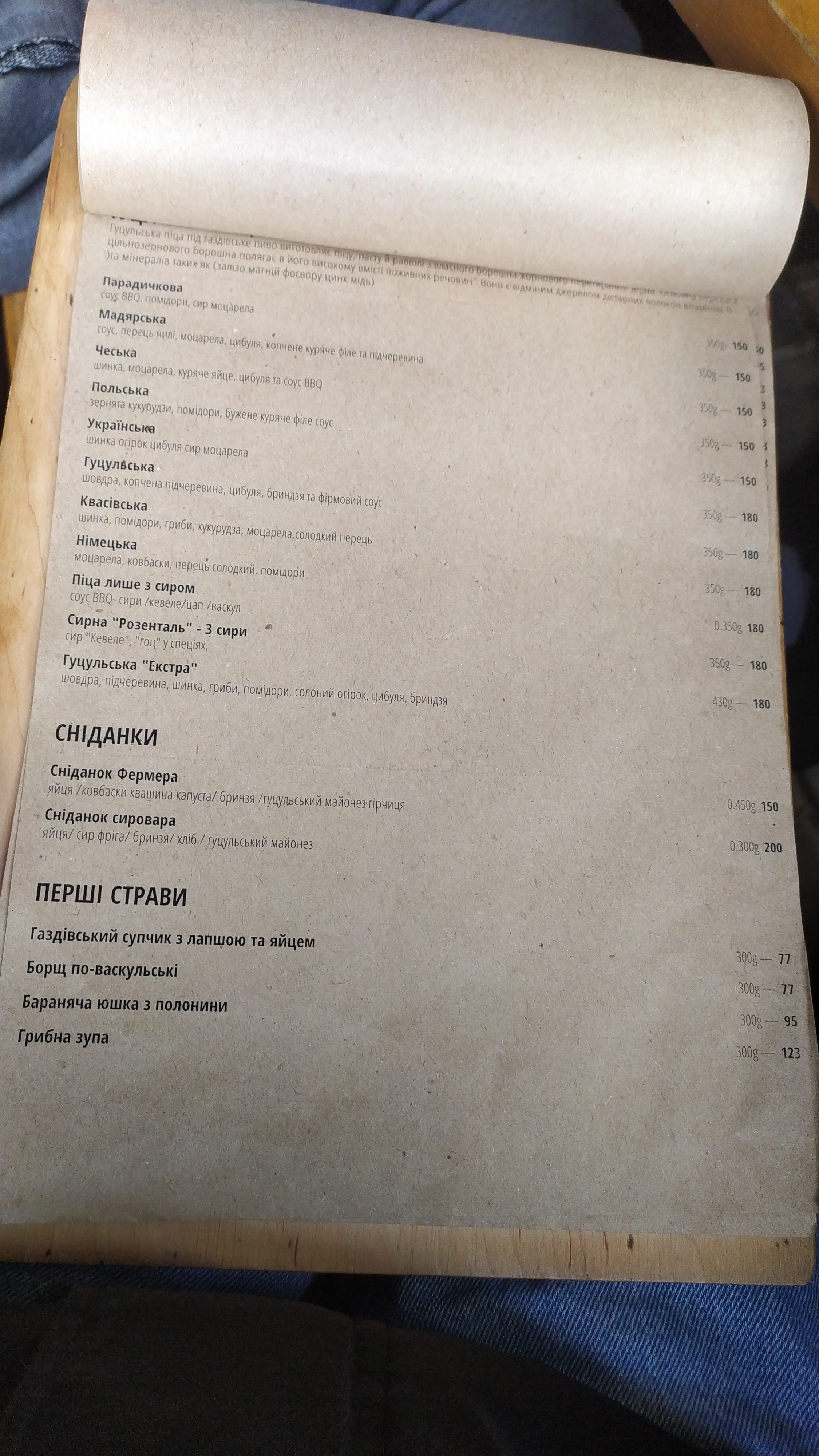 Hutsulʹsʹka Pitstsa Pid Gazdivsʹke Pyvo menu 12