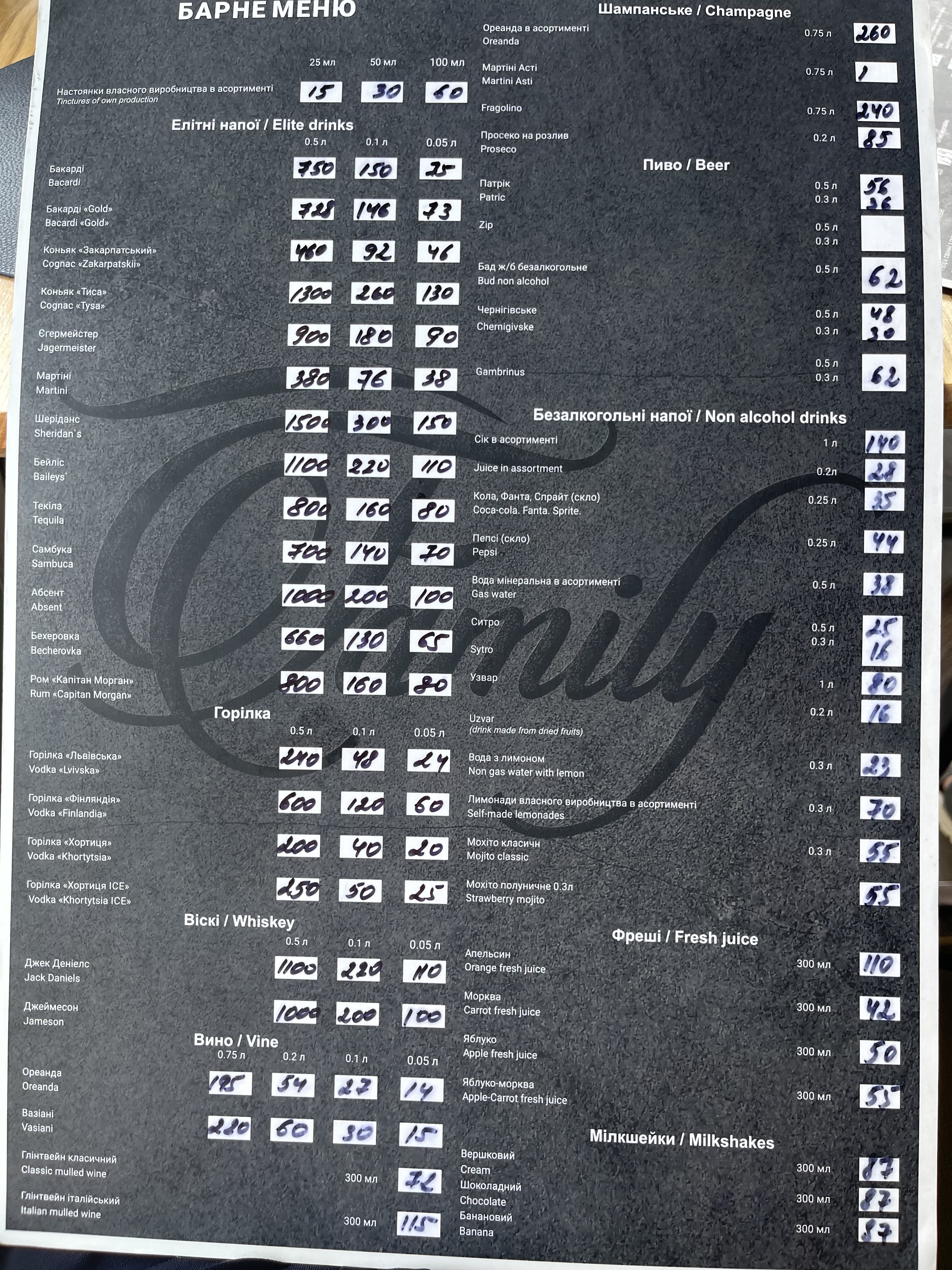 Family restaurant-pizzeria menu 2