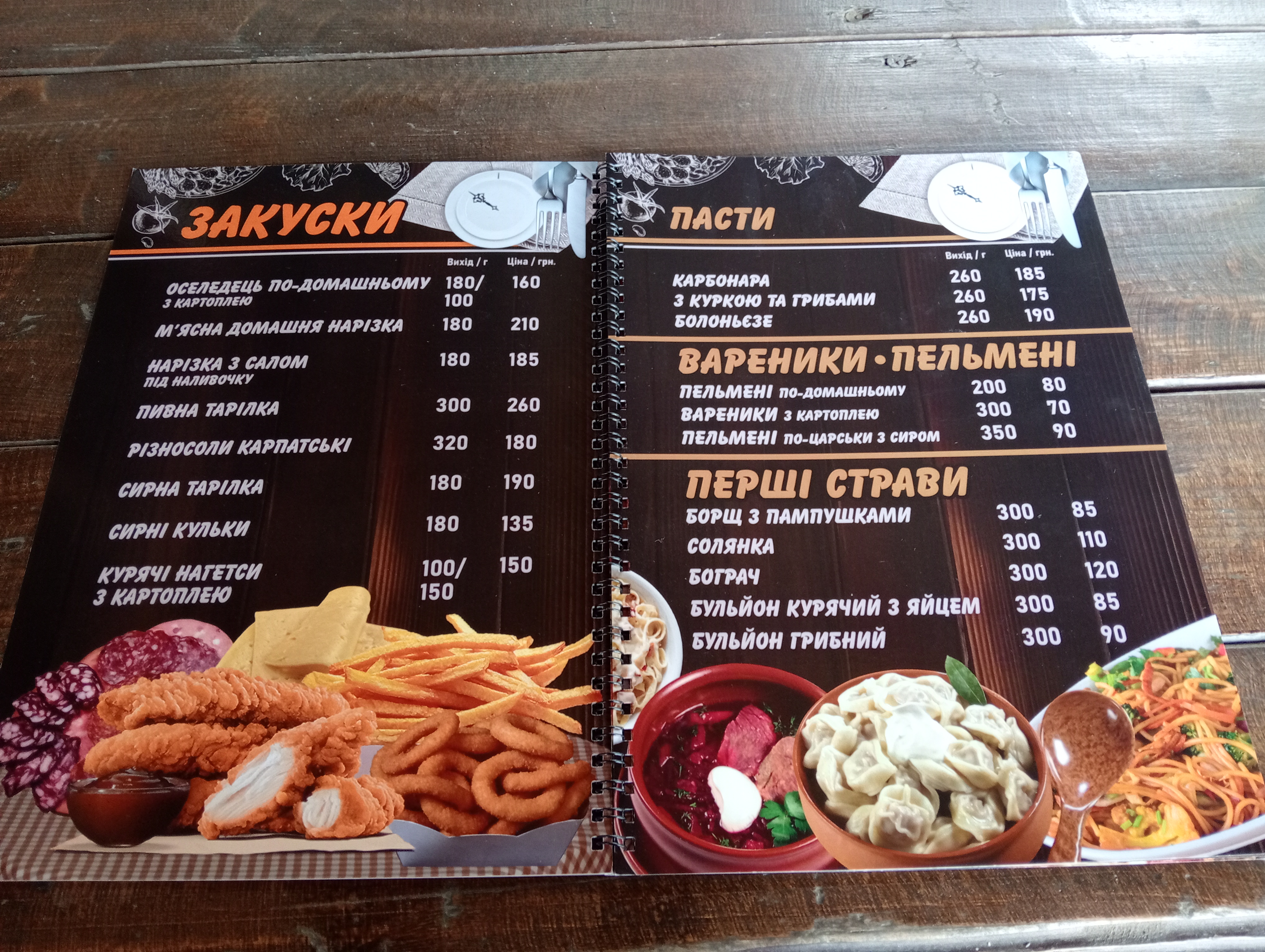 Smerekova Khata menu 2
