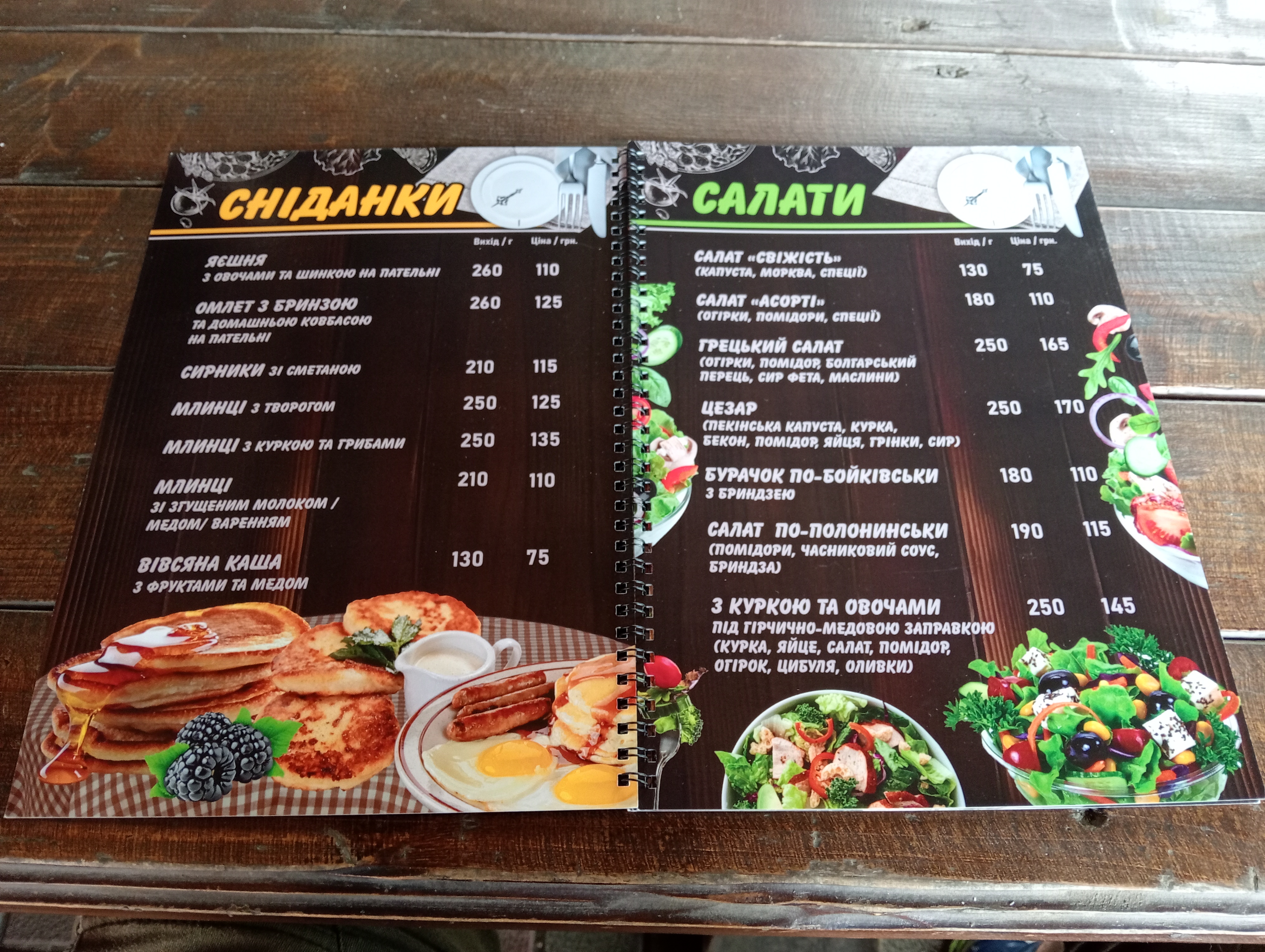 Smerekova Khata menu 5