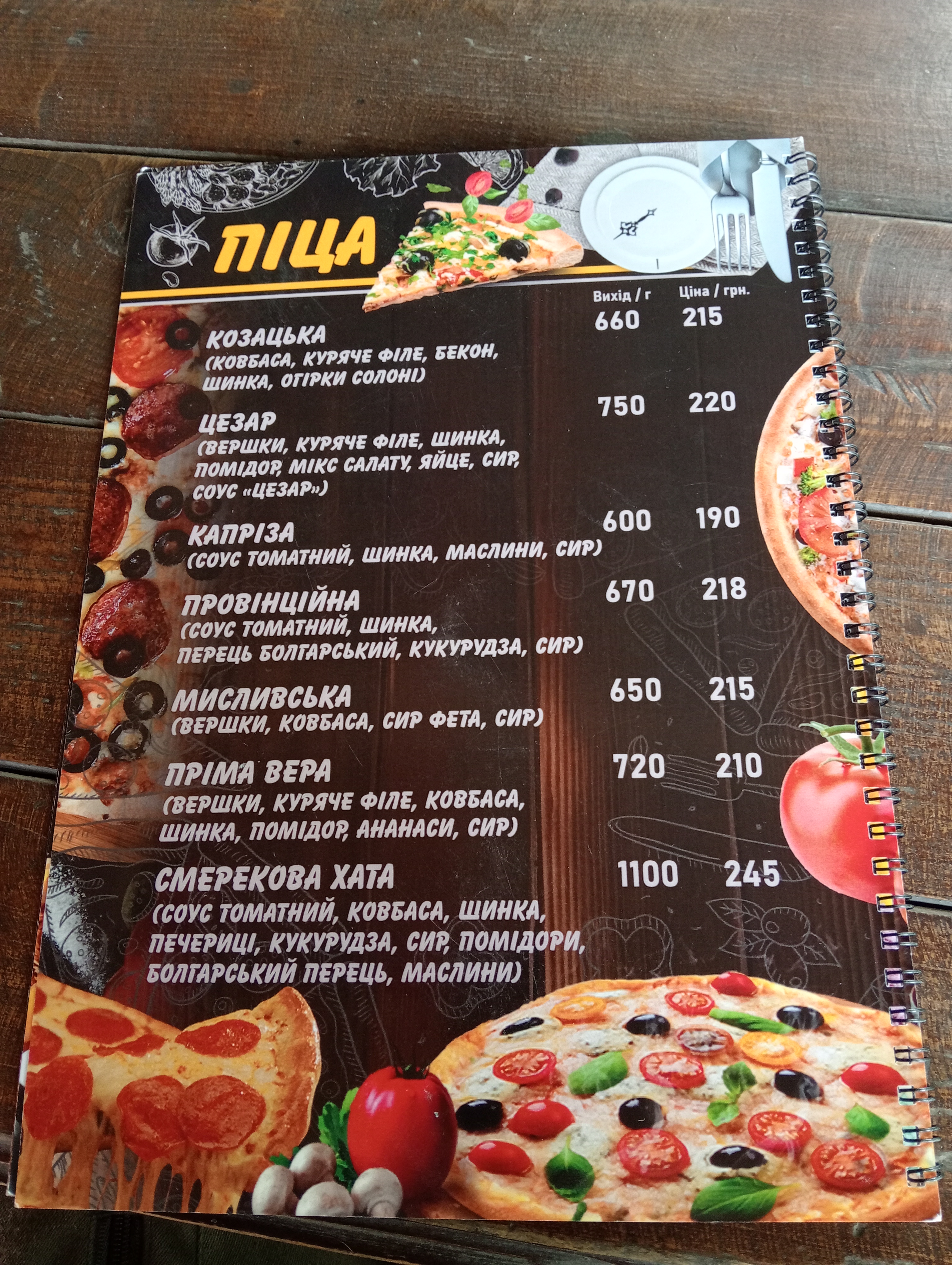 Smerekova Khata menu 7