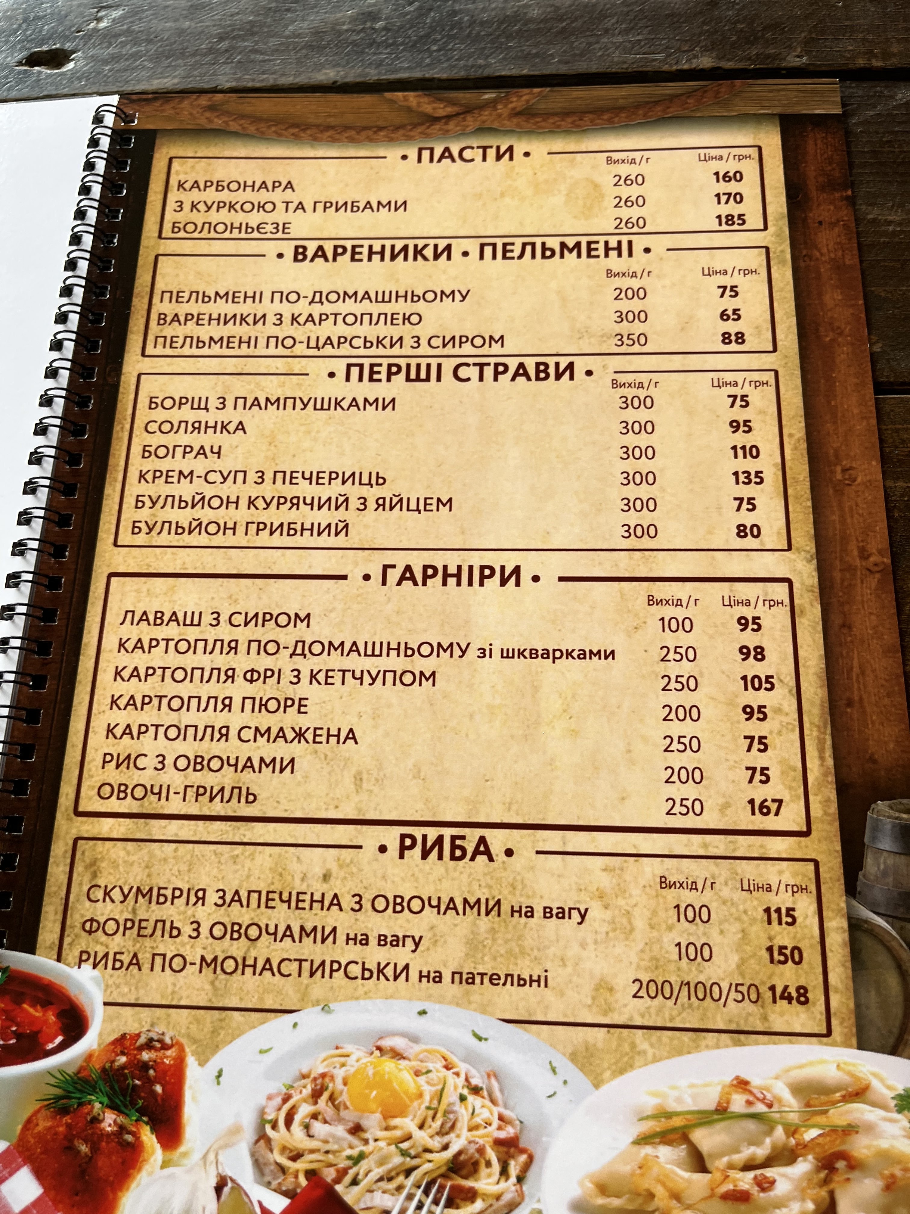 Smerekova Khata menu 9