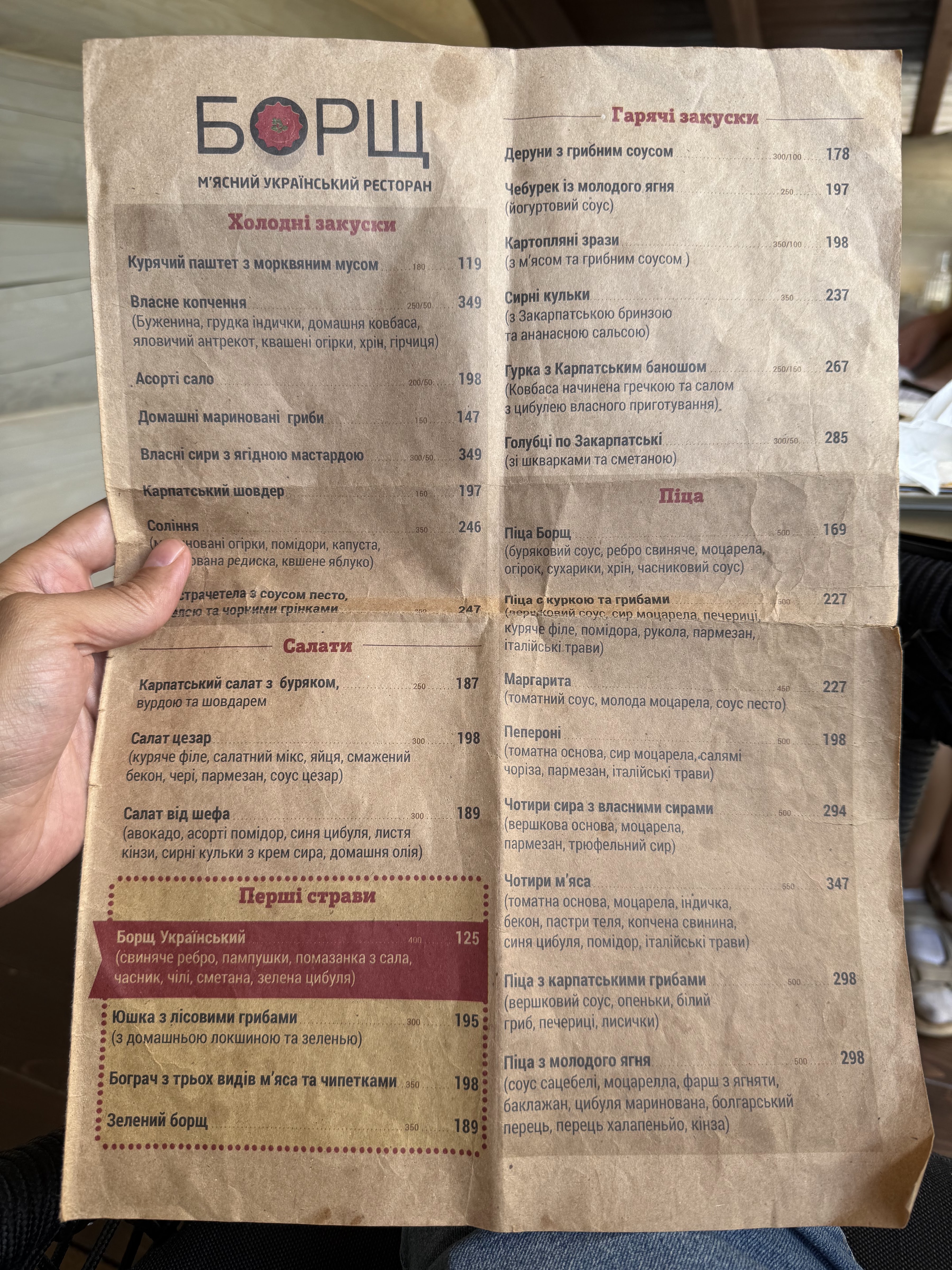 Шипіт Spa&Resort menu 4