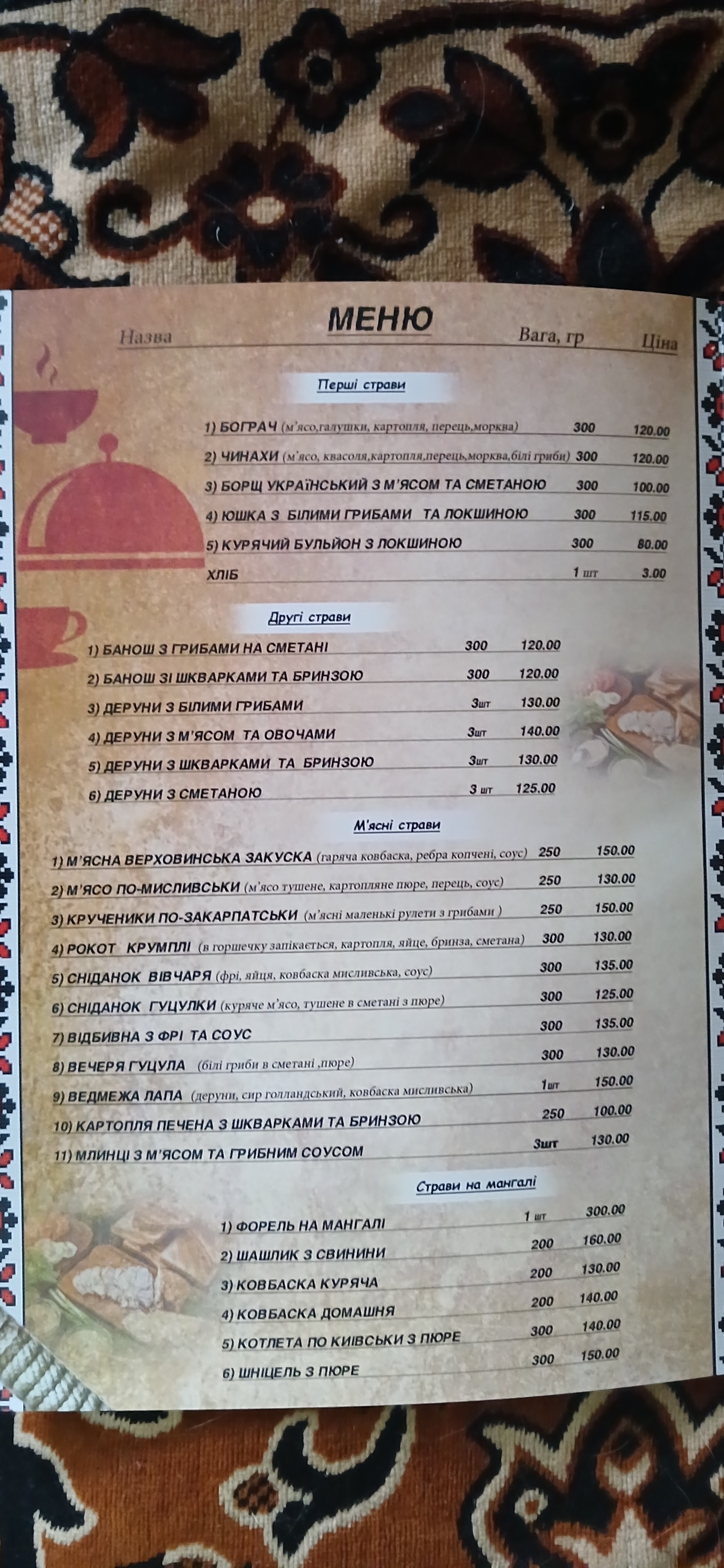 Kolyba Hutsulochka menu 10