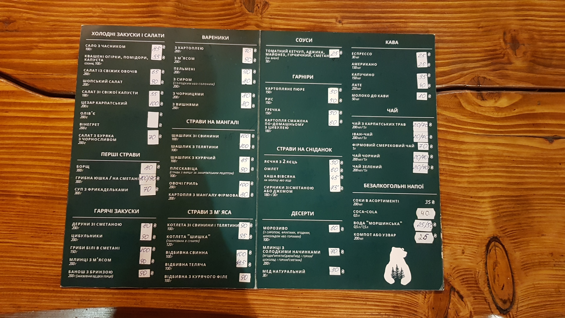Medved menu 1
