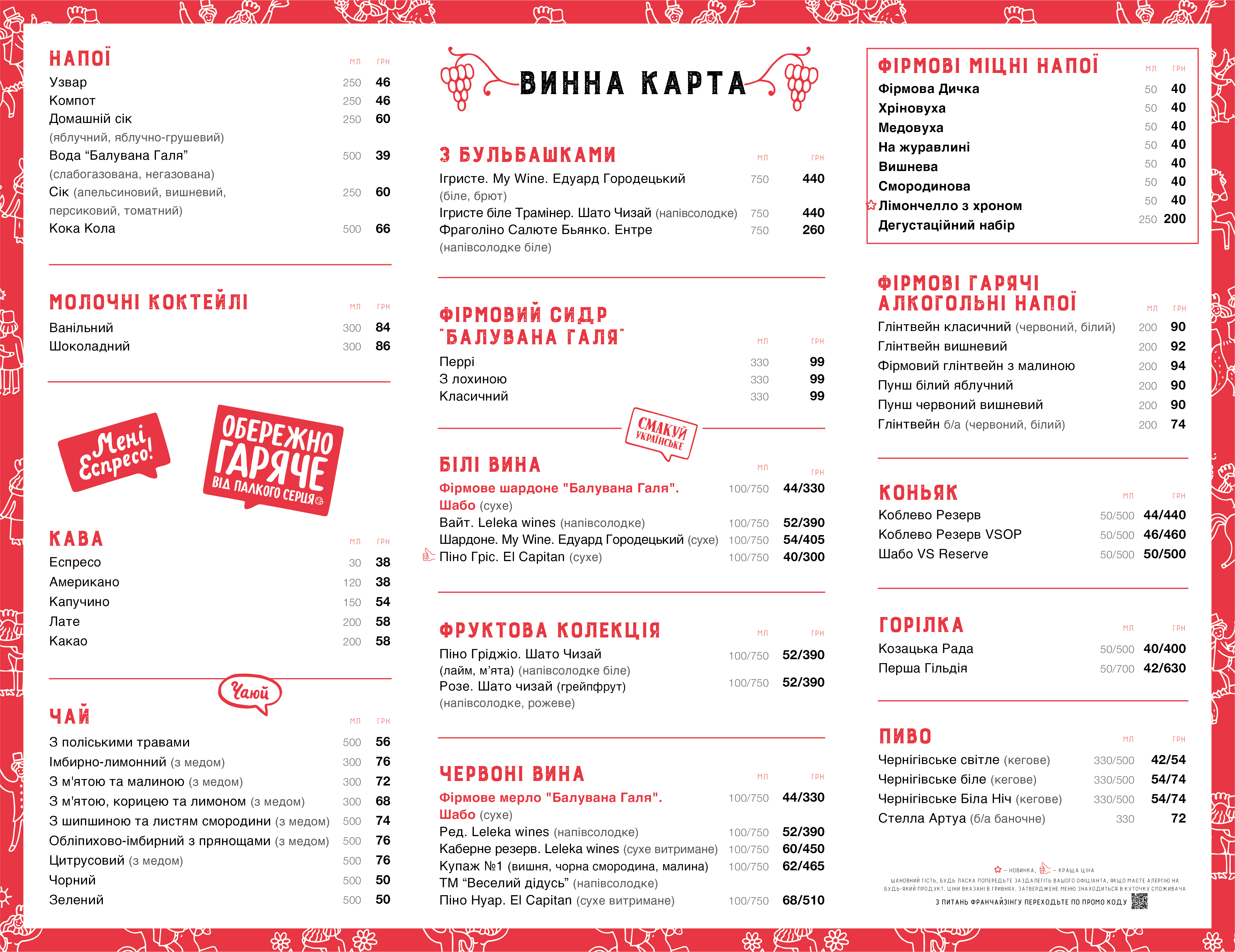 Varenychna. Baluvana Halya menu 2