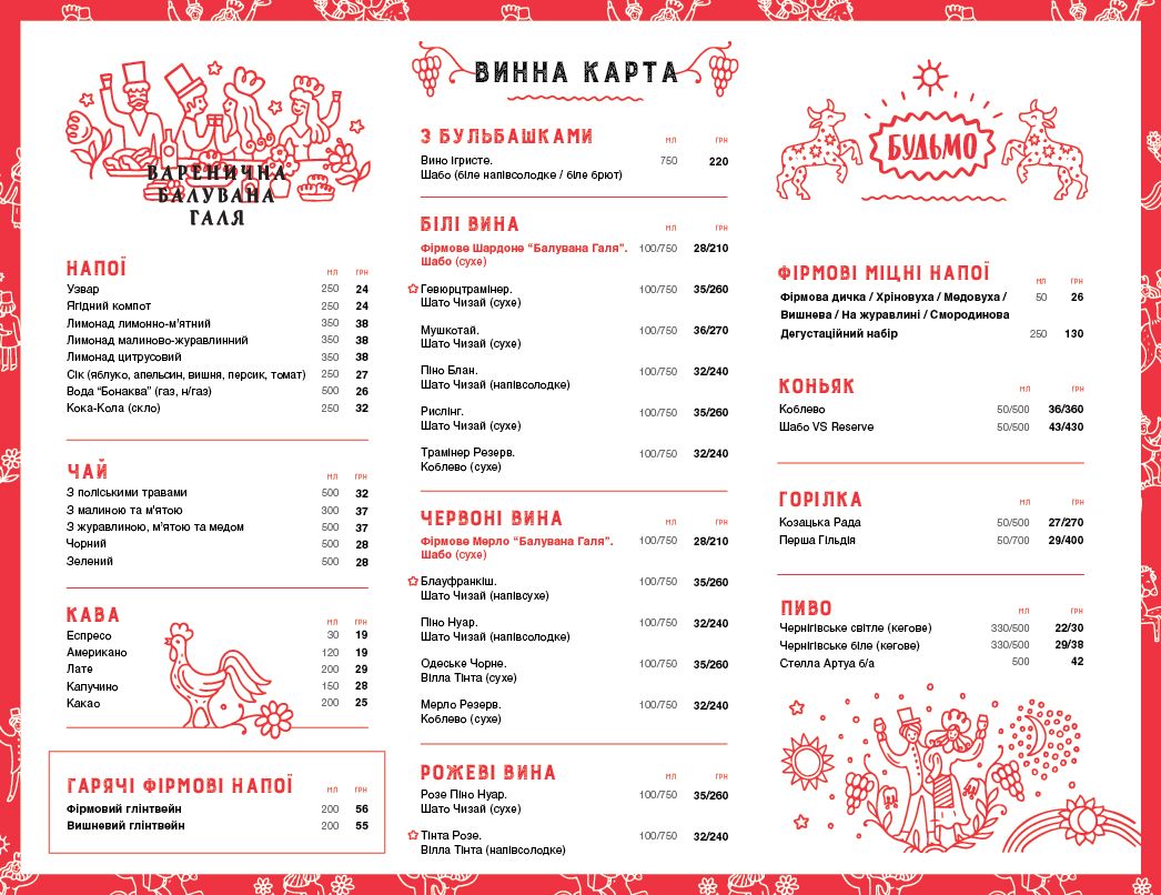 Varenychna. Baluvana Halya menu 11