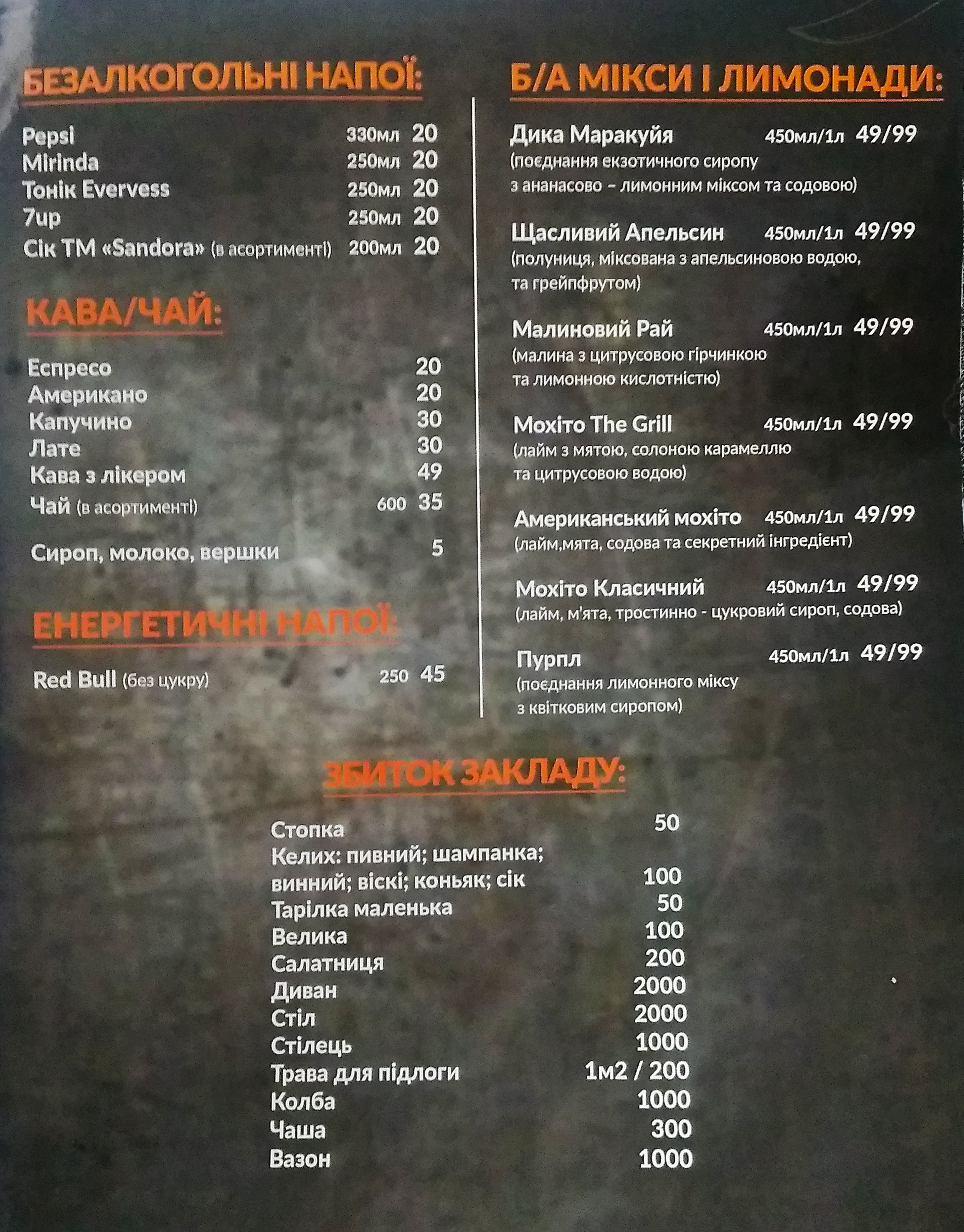 The Grill menu 3