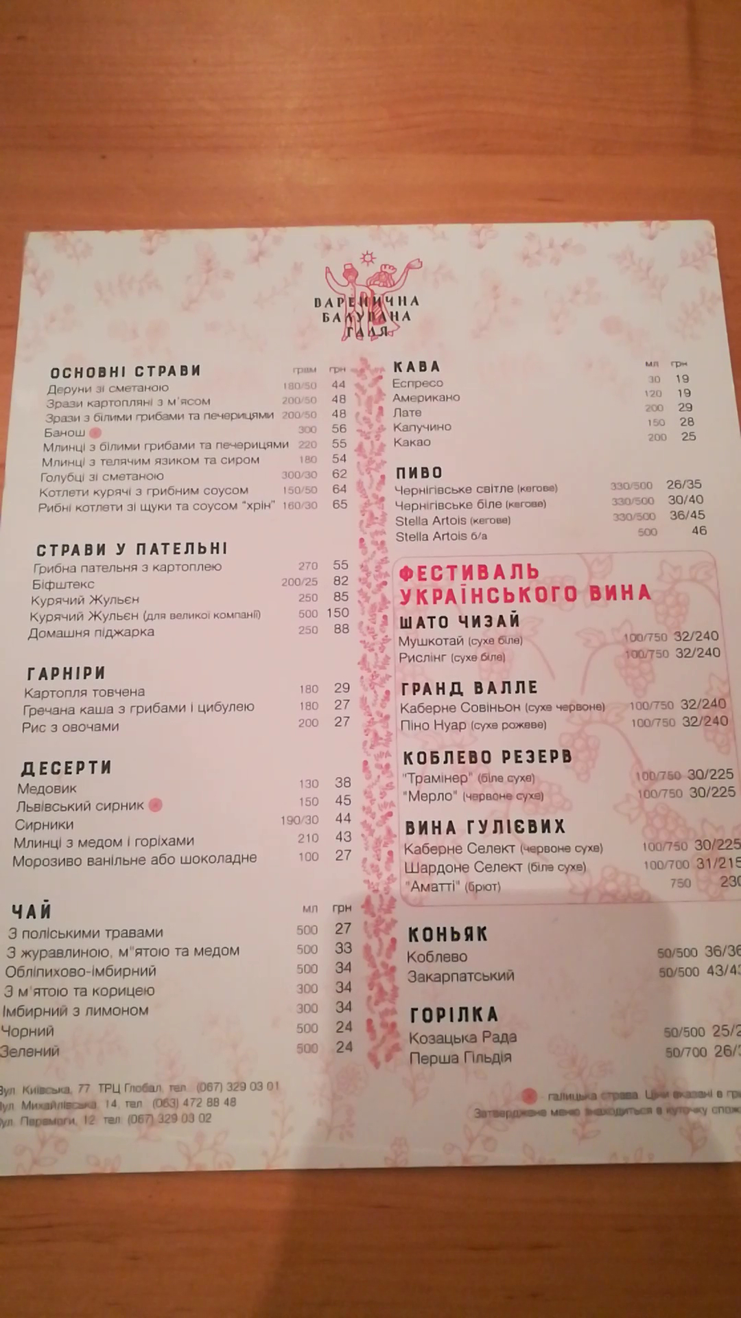 Varenychna Baluvana Halya menu 6
