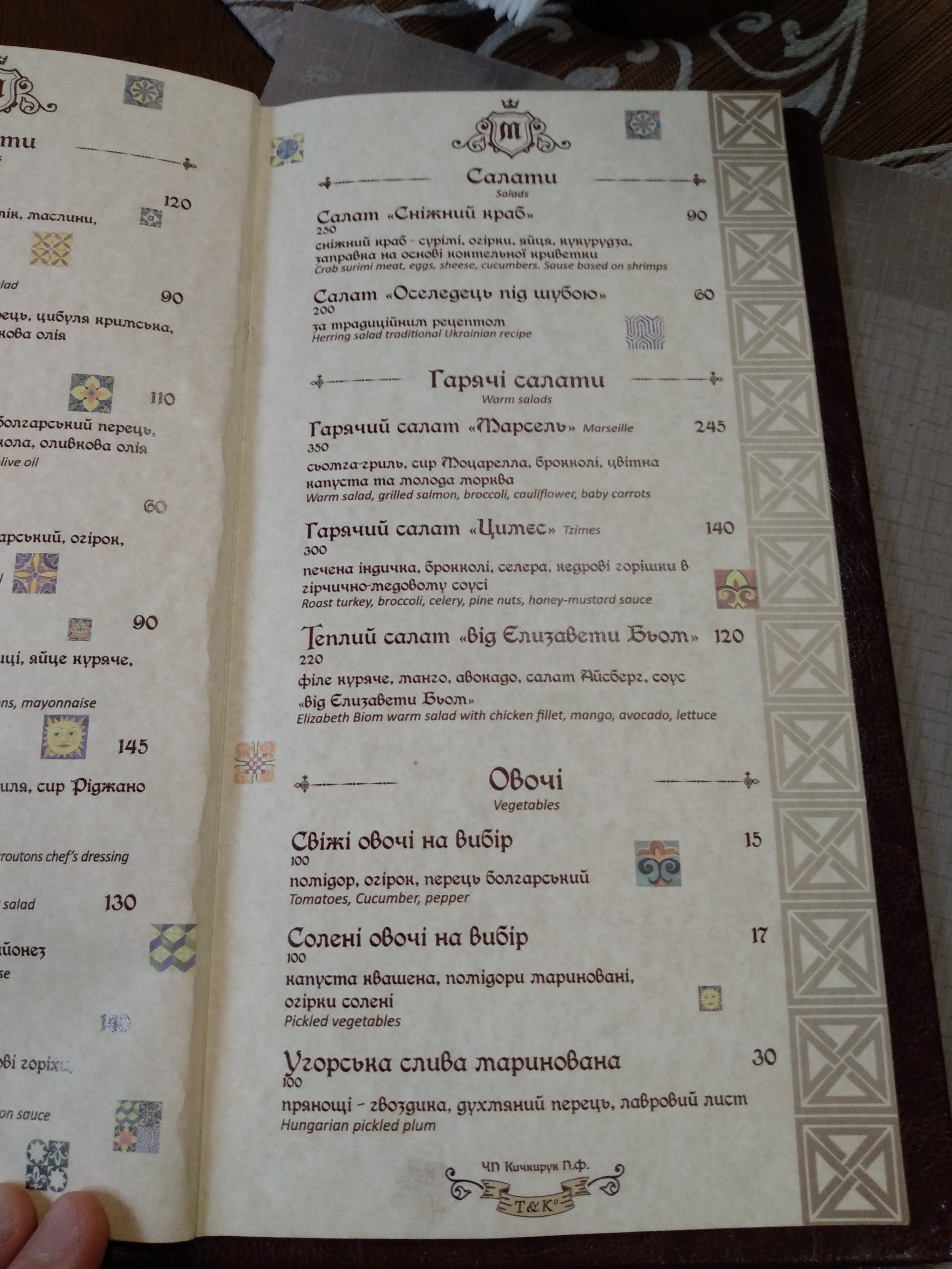 Pan Martsypan menu 5