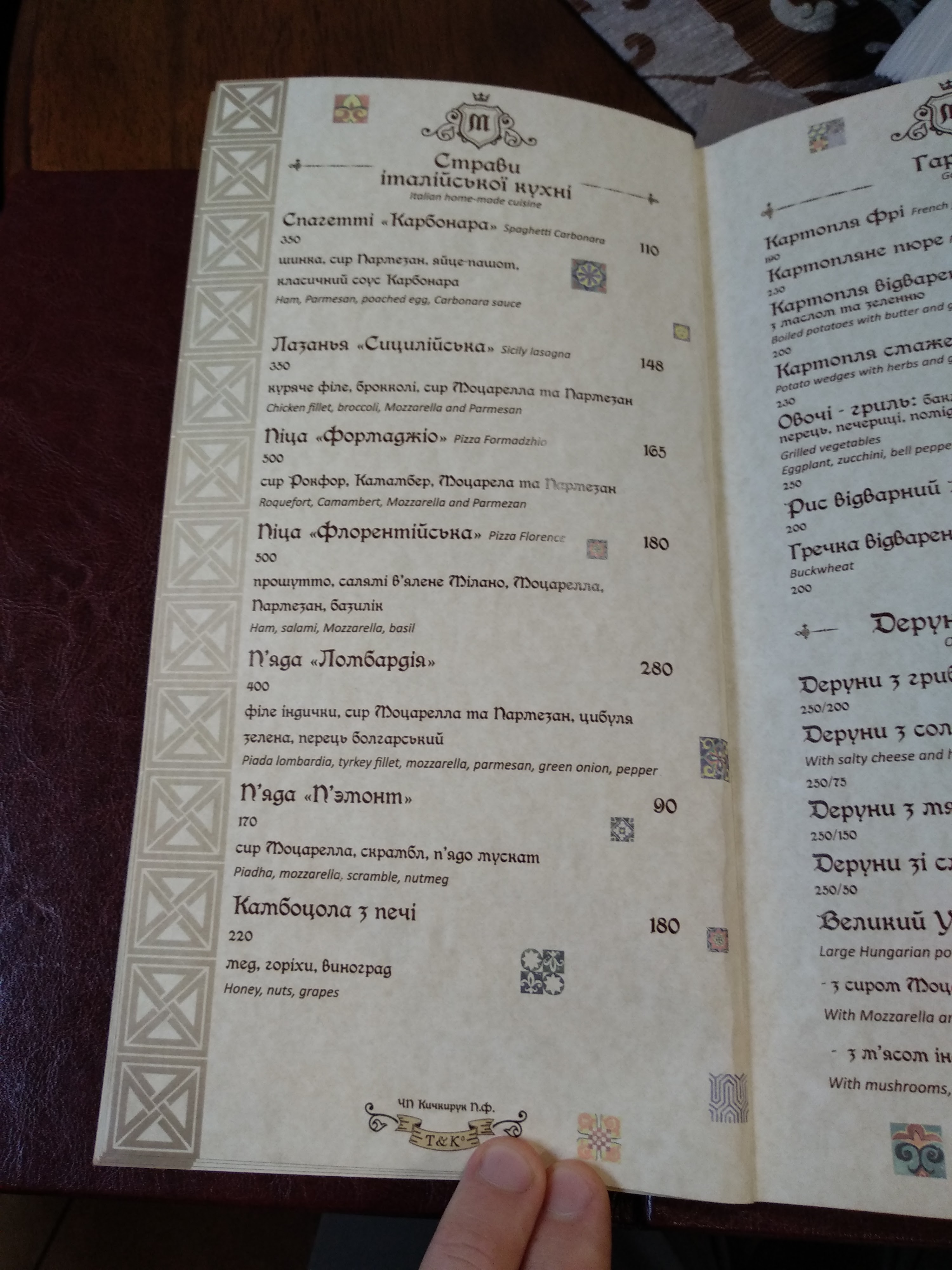 Pan Martsypan menu 8