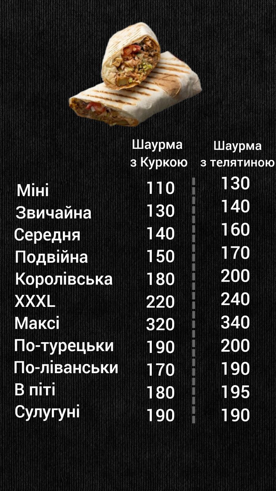 Турецька кухня menu 2