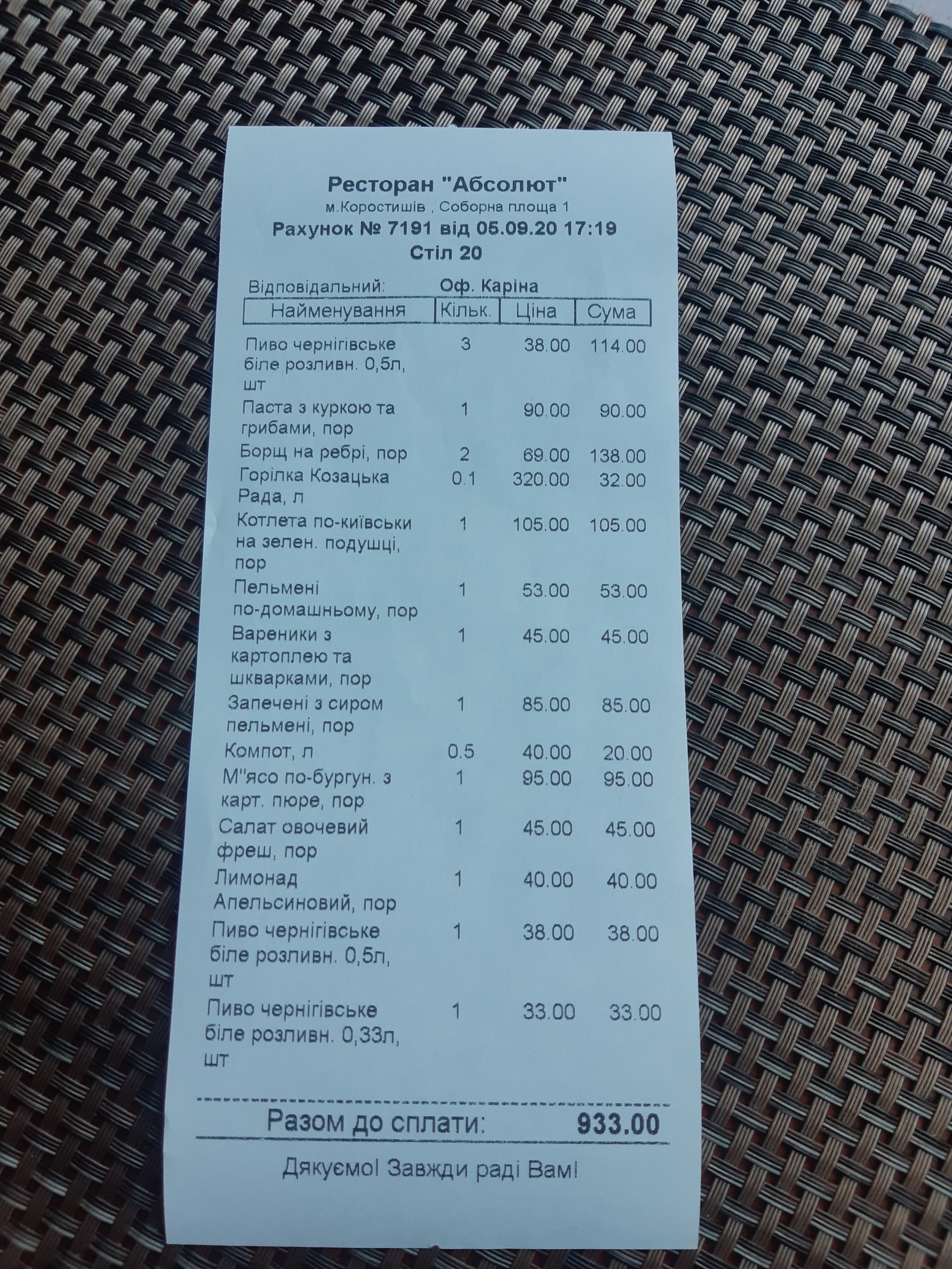 Absolyut menu 5