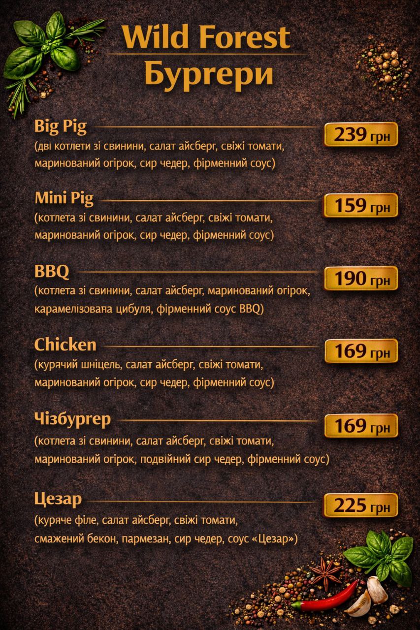Wild Forest menu 5