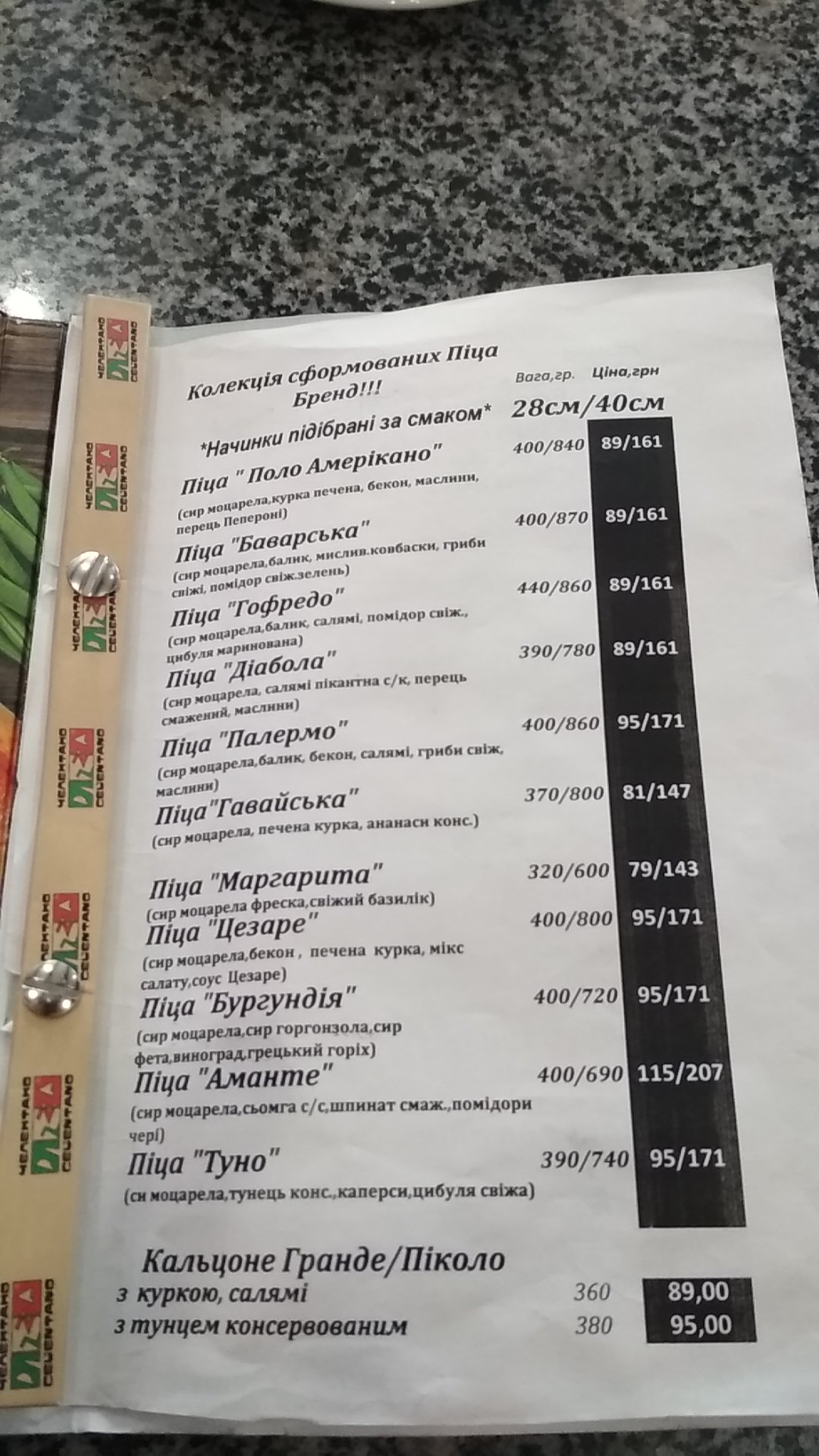 Pizza Celentano / Potato House menu 5