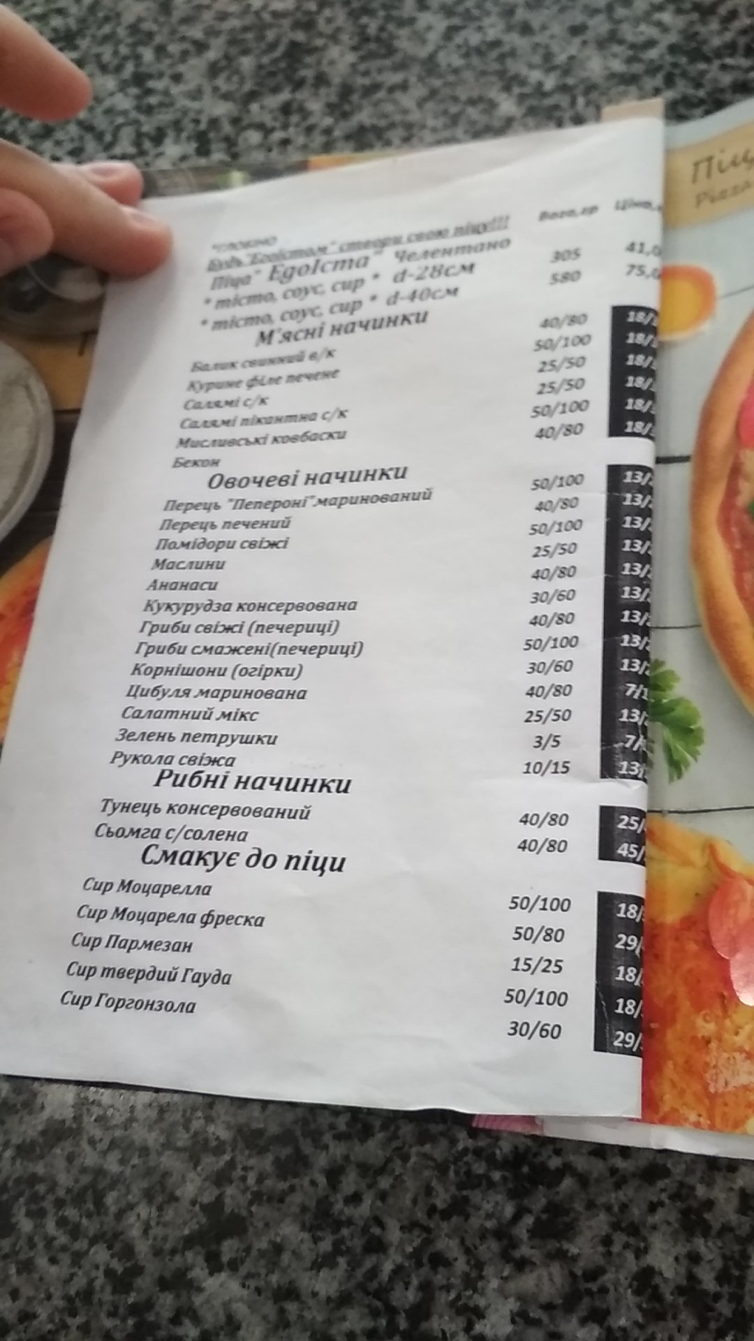 Pizza Celentano / Potato House menu 10