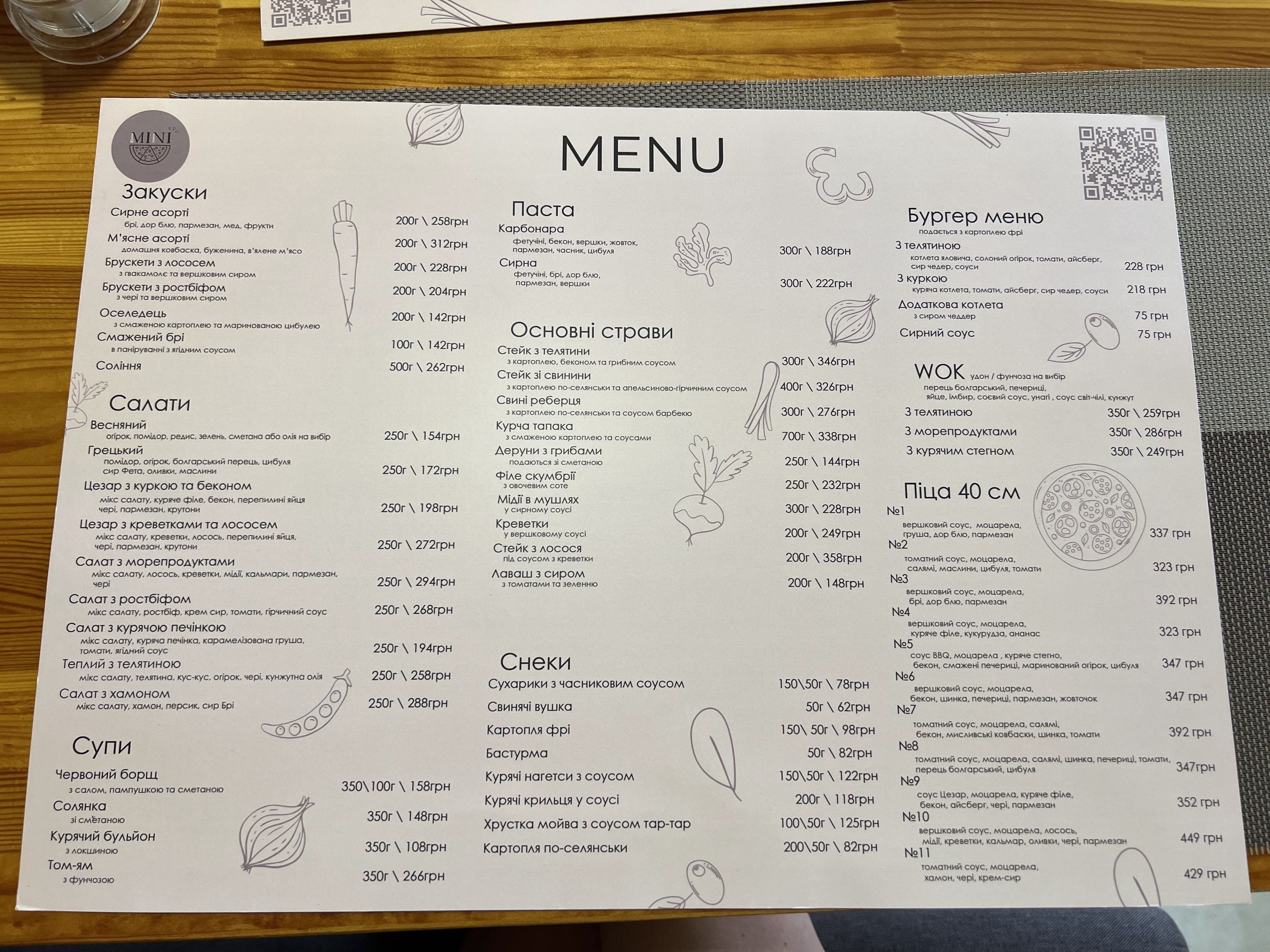MINI menu 1