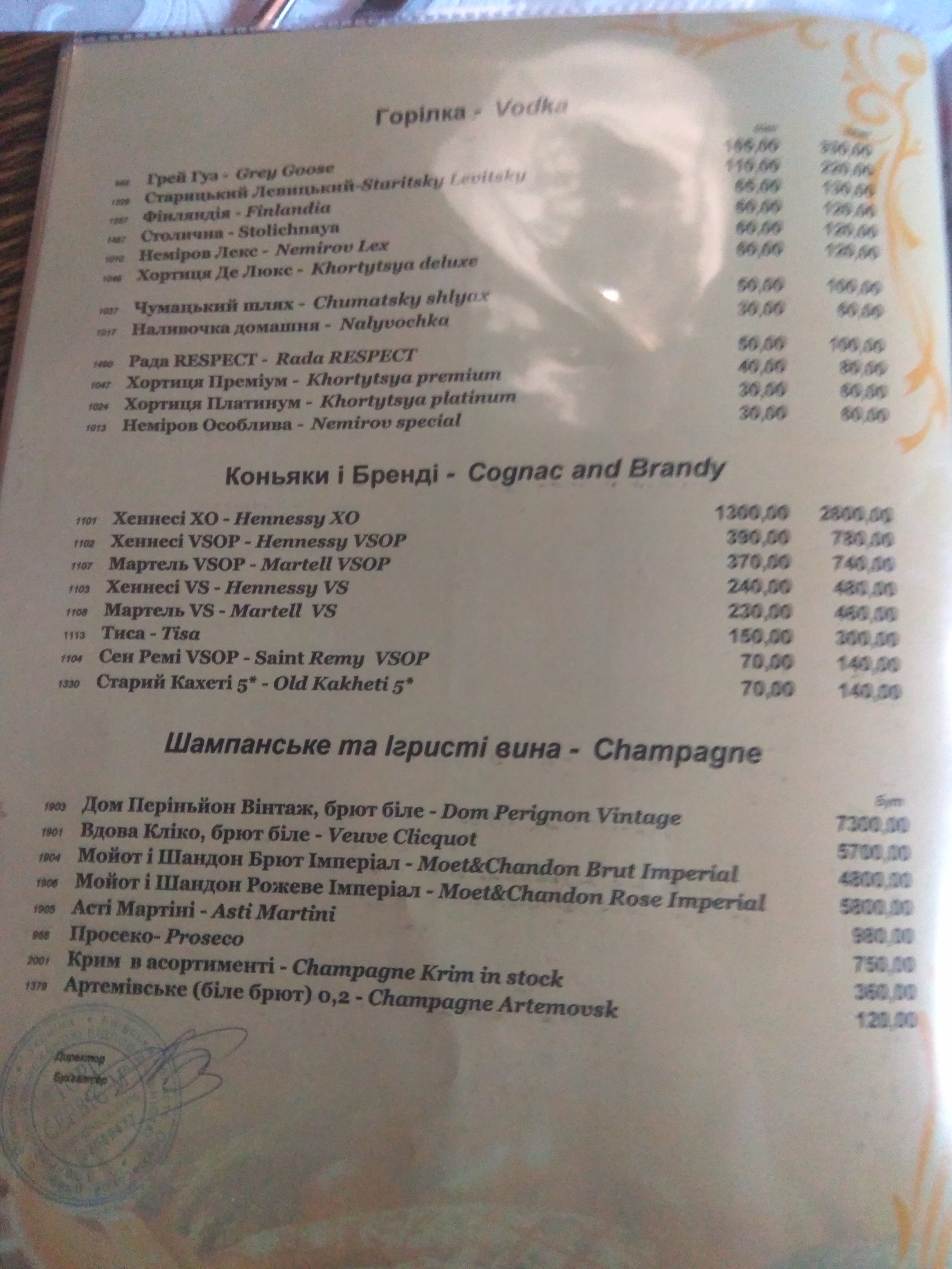 Чумацький шлях menu 6