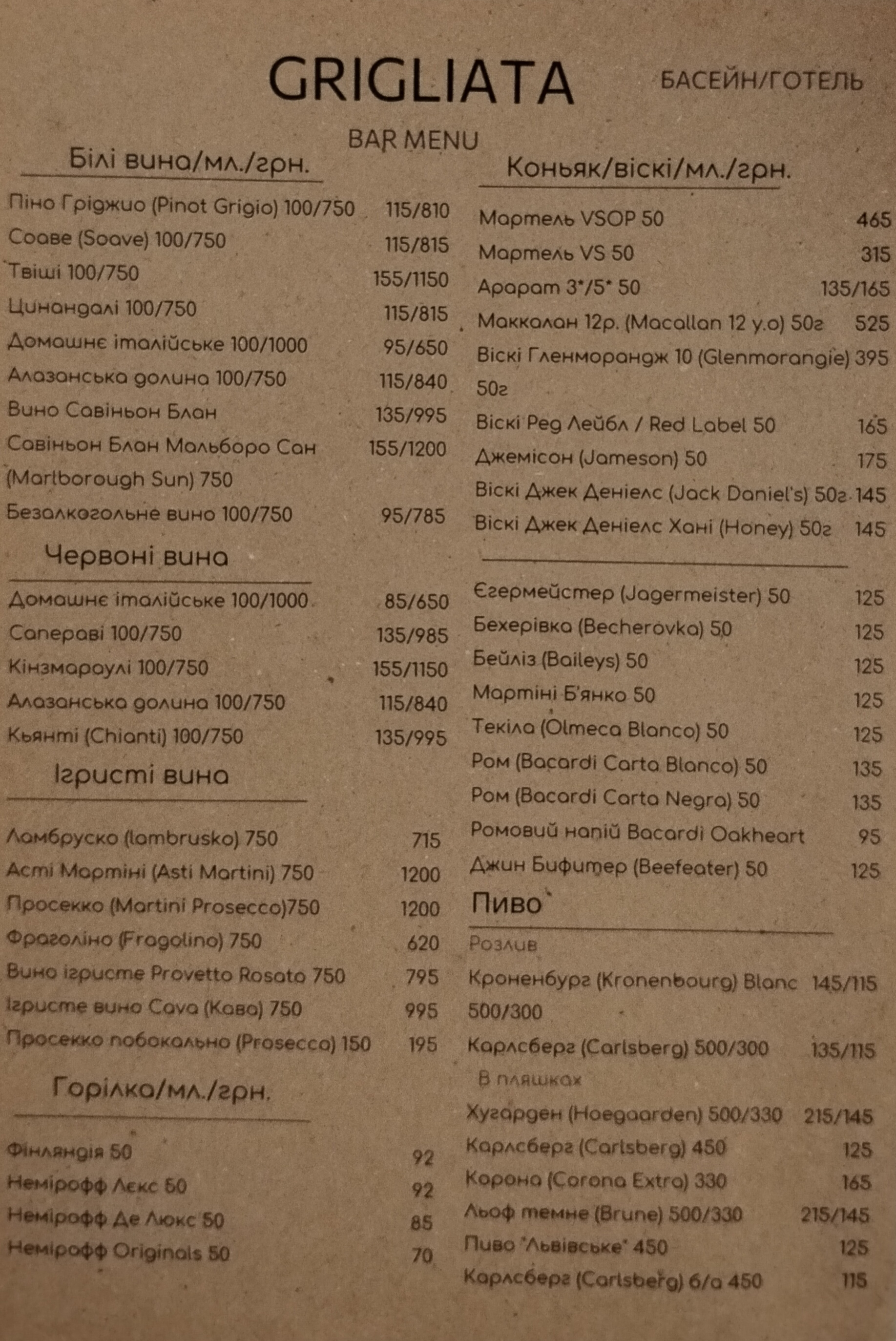 Grigliata Italiana menu 2