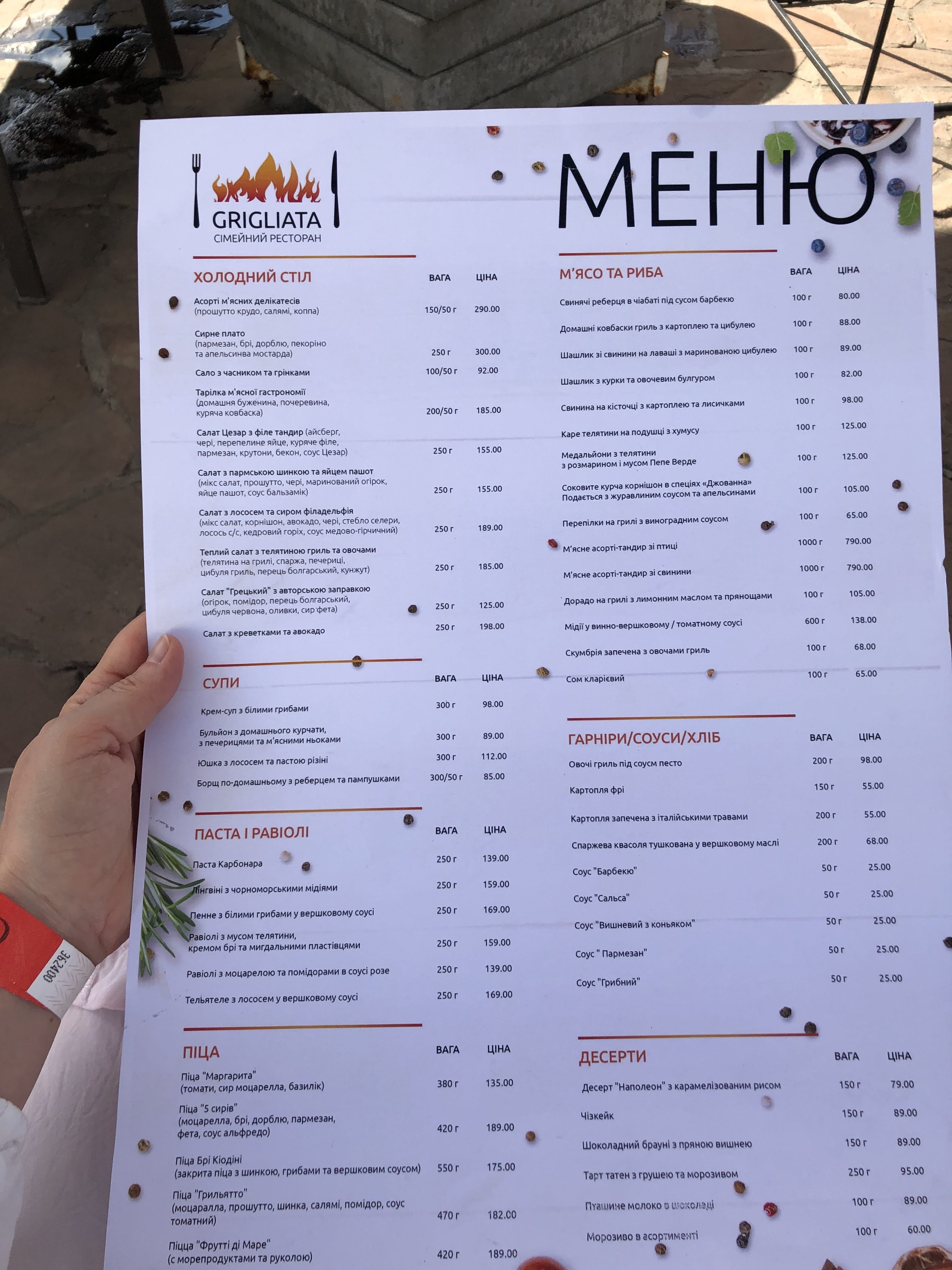 Grigliata Italiana menu 8