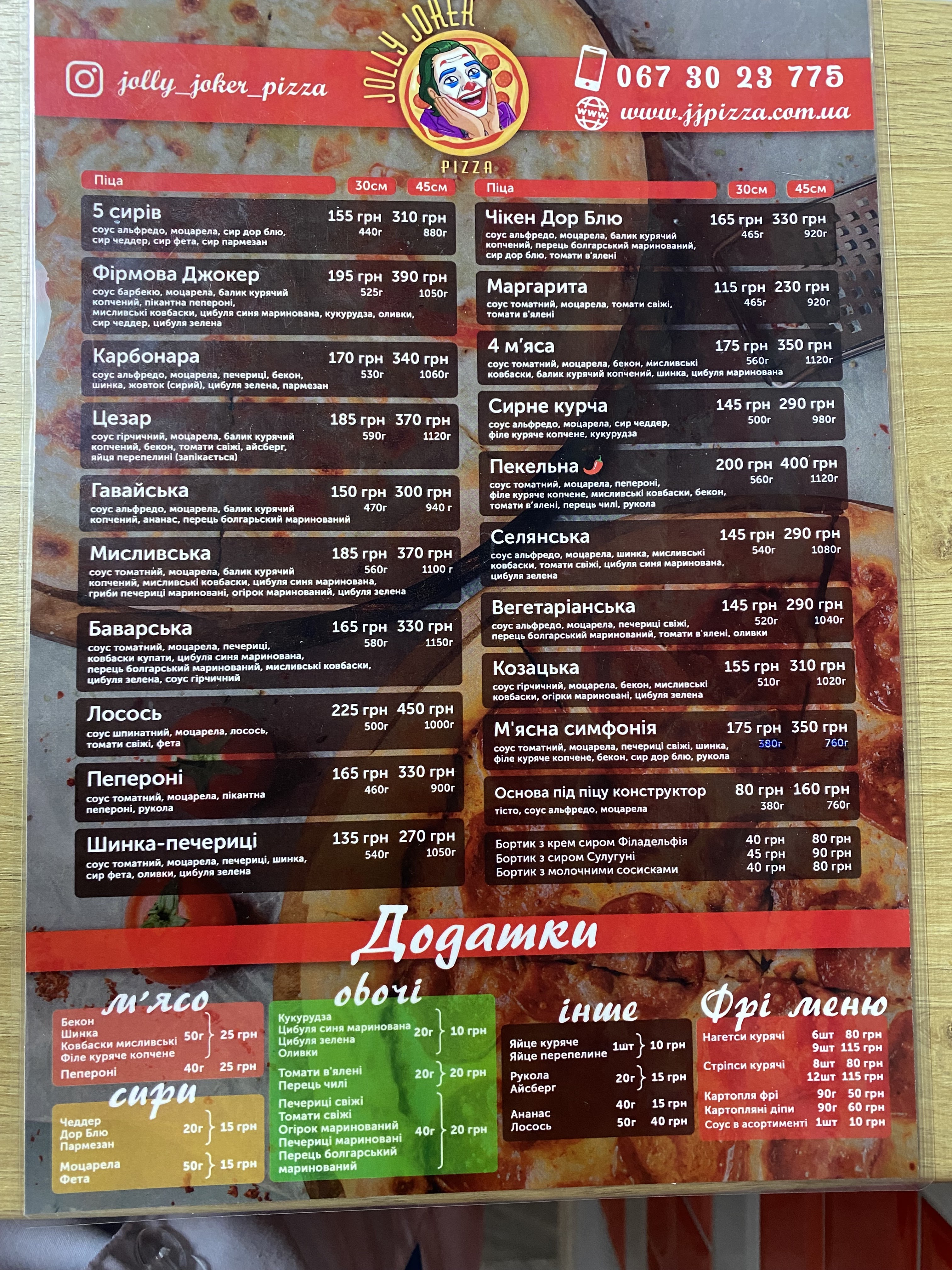 Jolly Joker Pizza menu 2