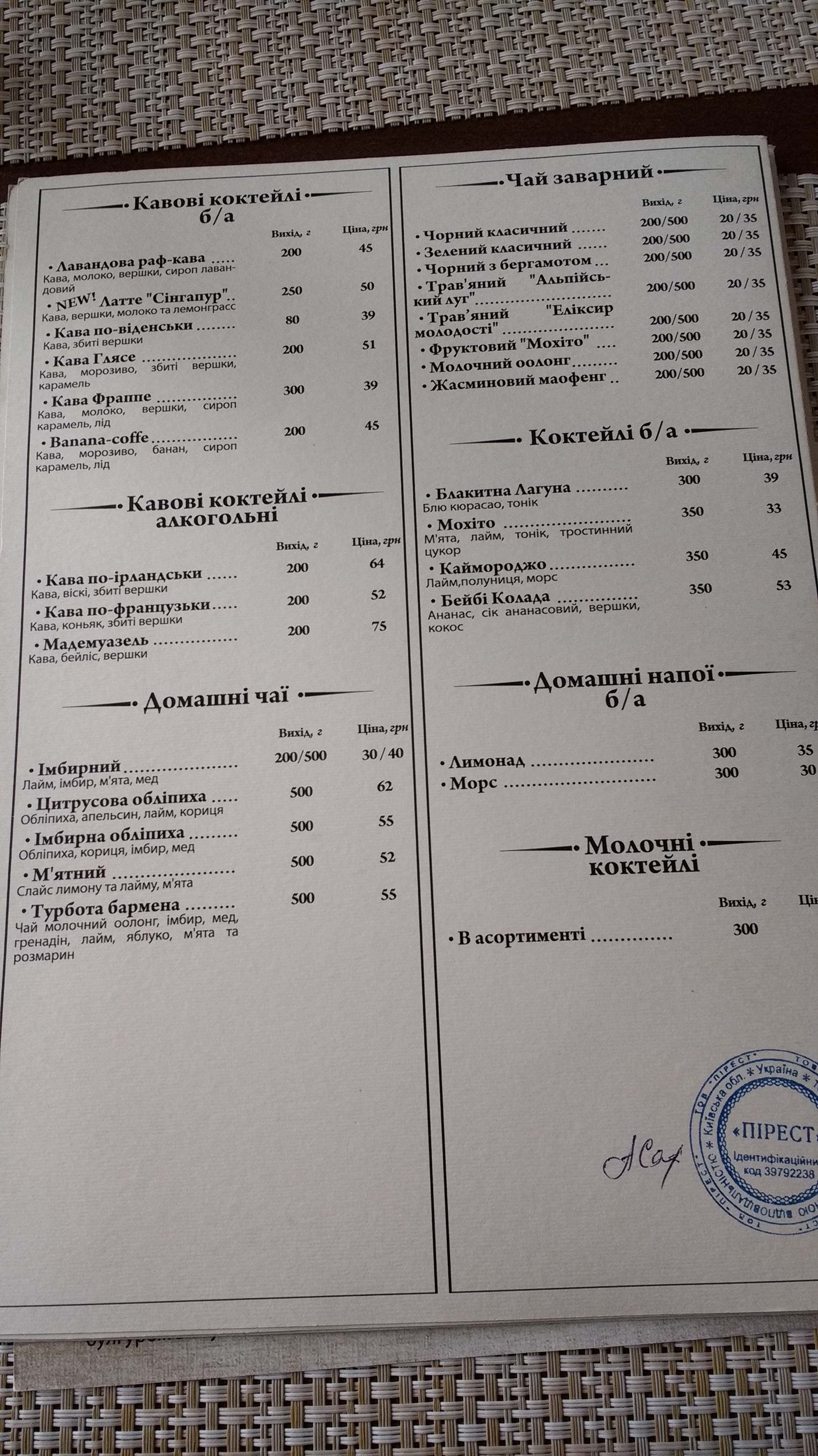 Piri-Piri ресторан європейської кухні з українською душею menu 8