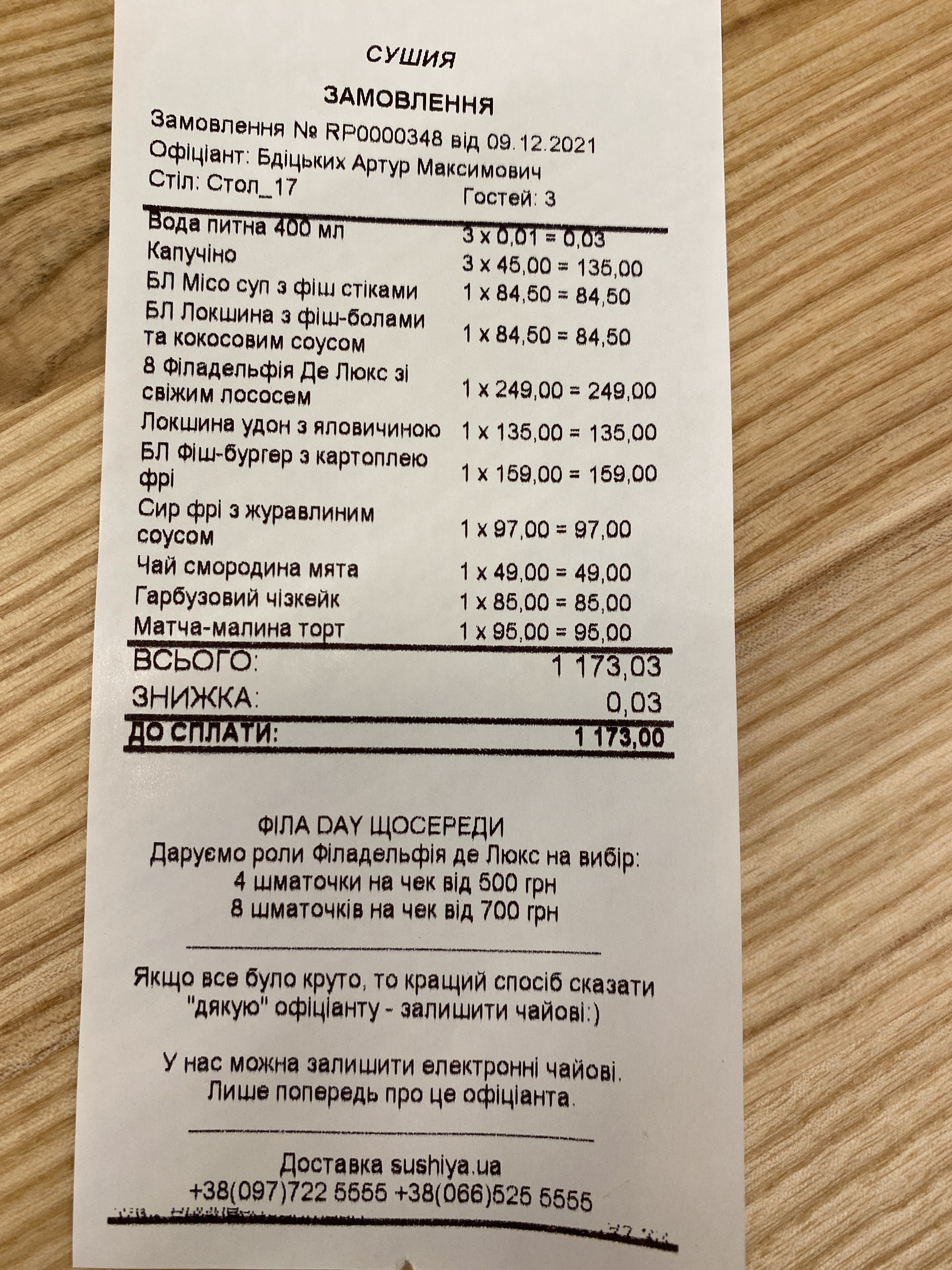 Сушия menu 1