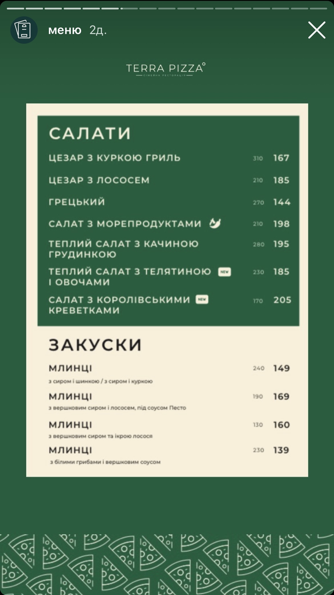 Terra pizza menu 3