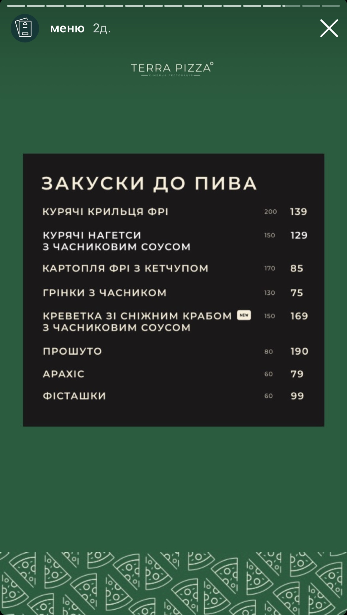 Terra pizza menu 10