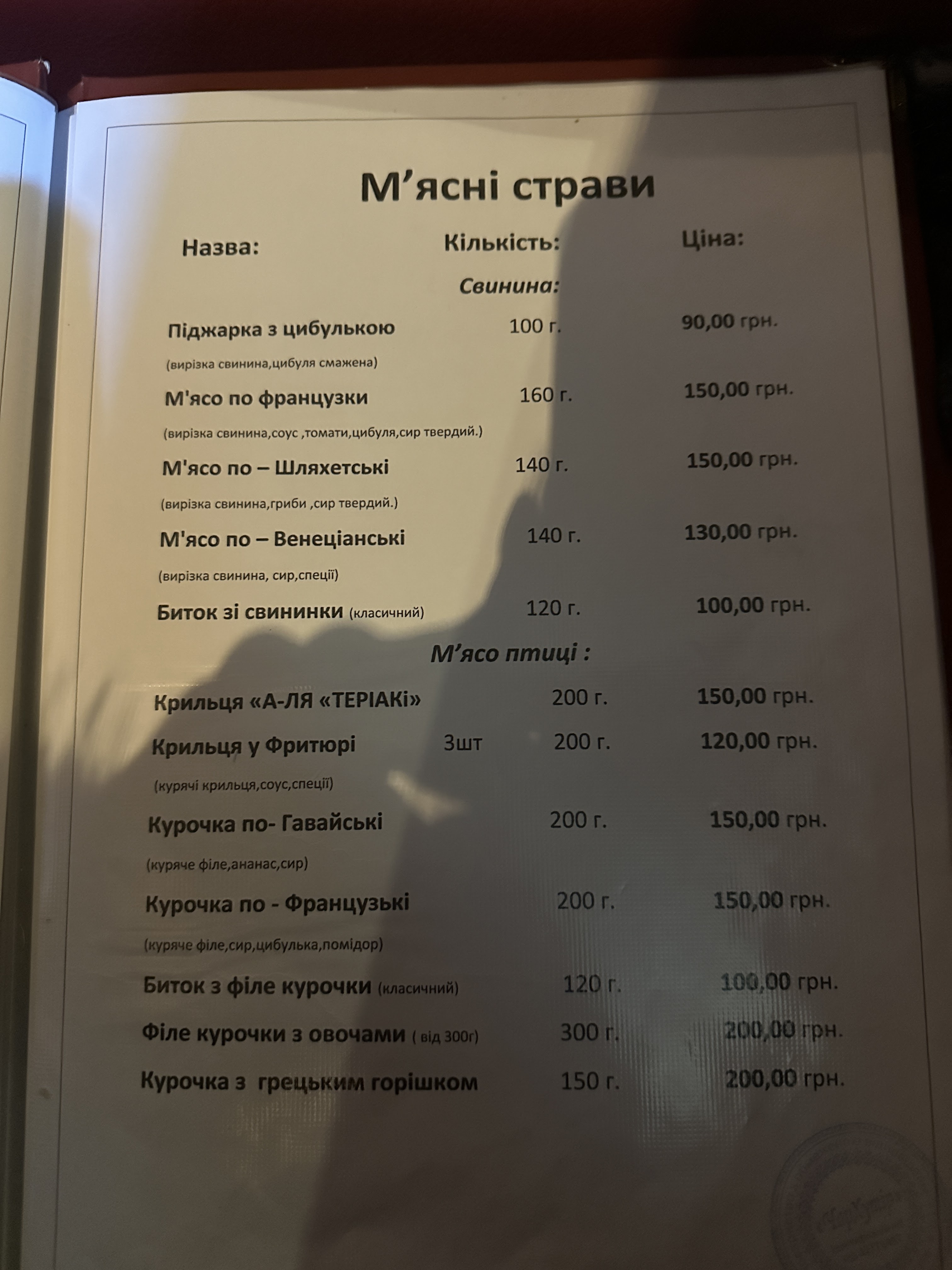Шинок "ЧарХутір" menu 7
