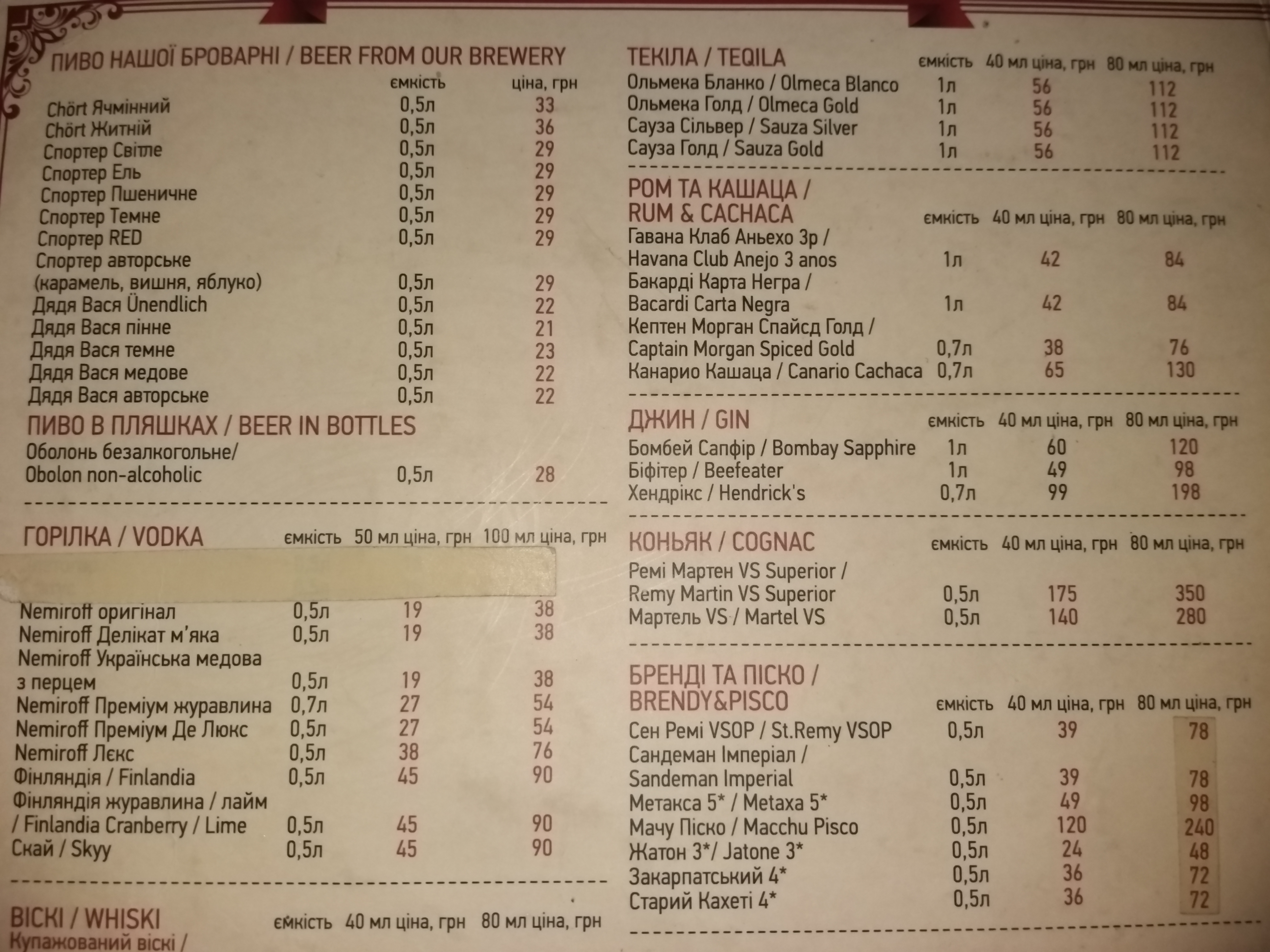 Porter Pub menu 6