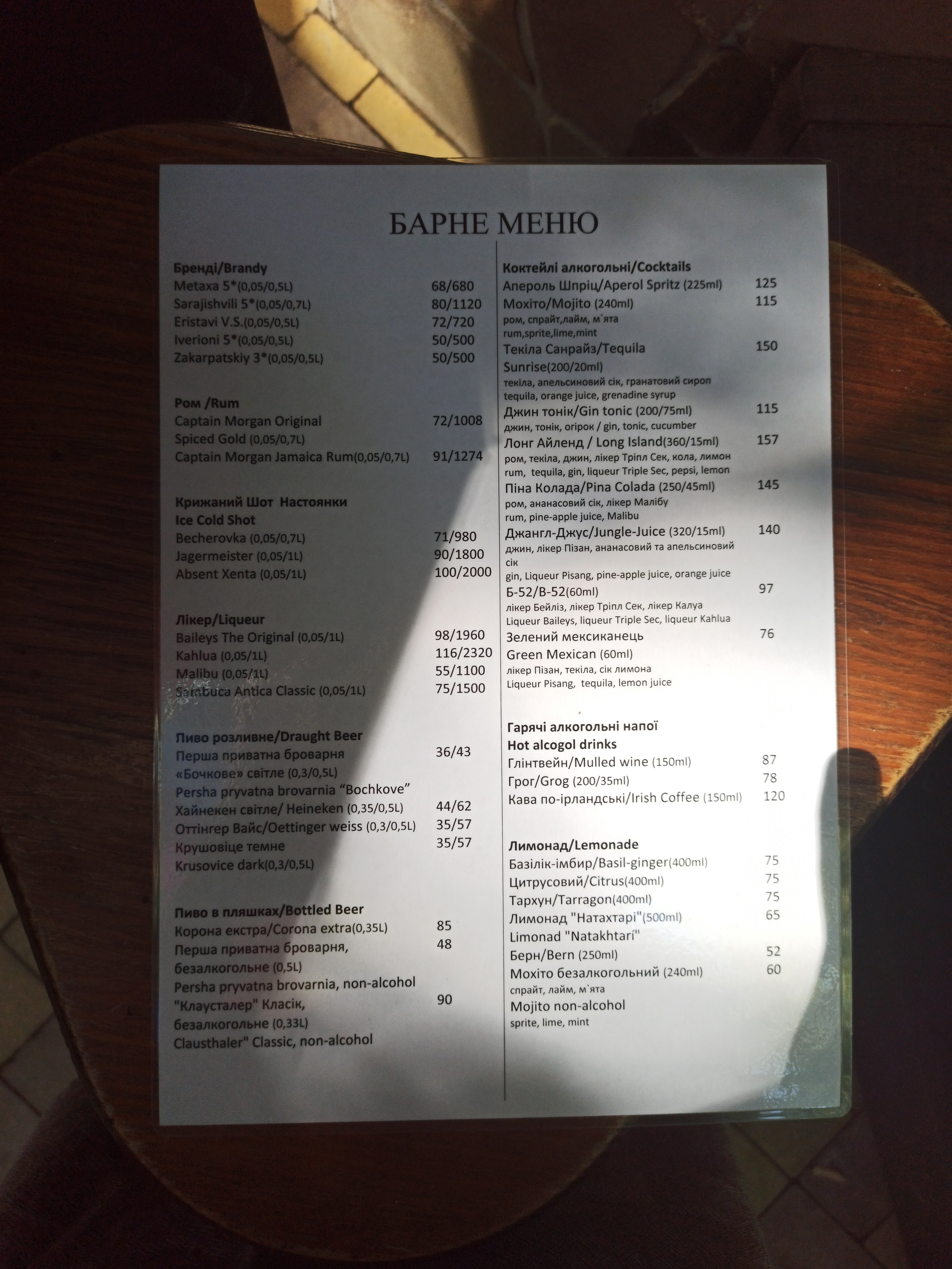 Taras menu 9
