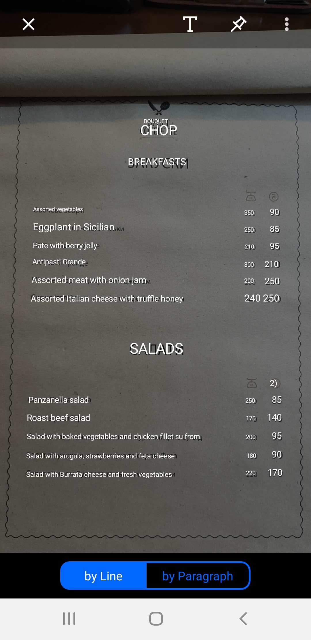 Букет Côtelette menu 6